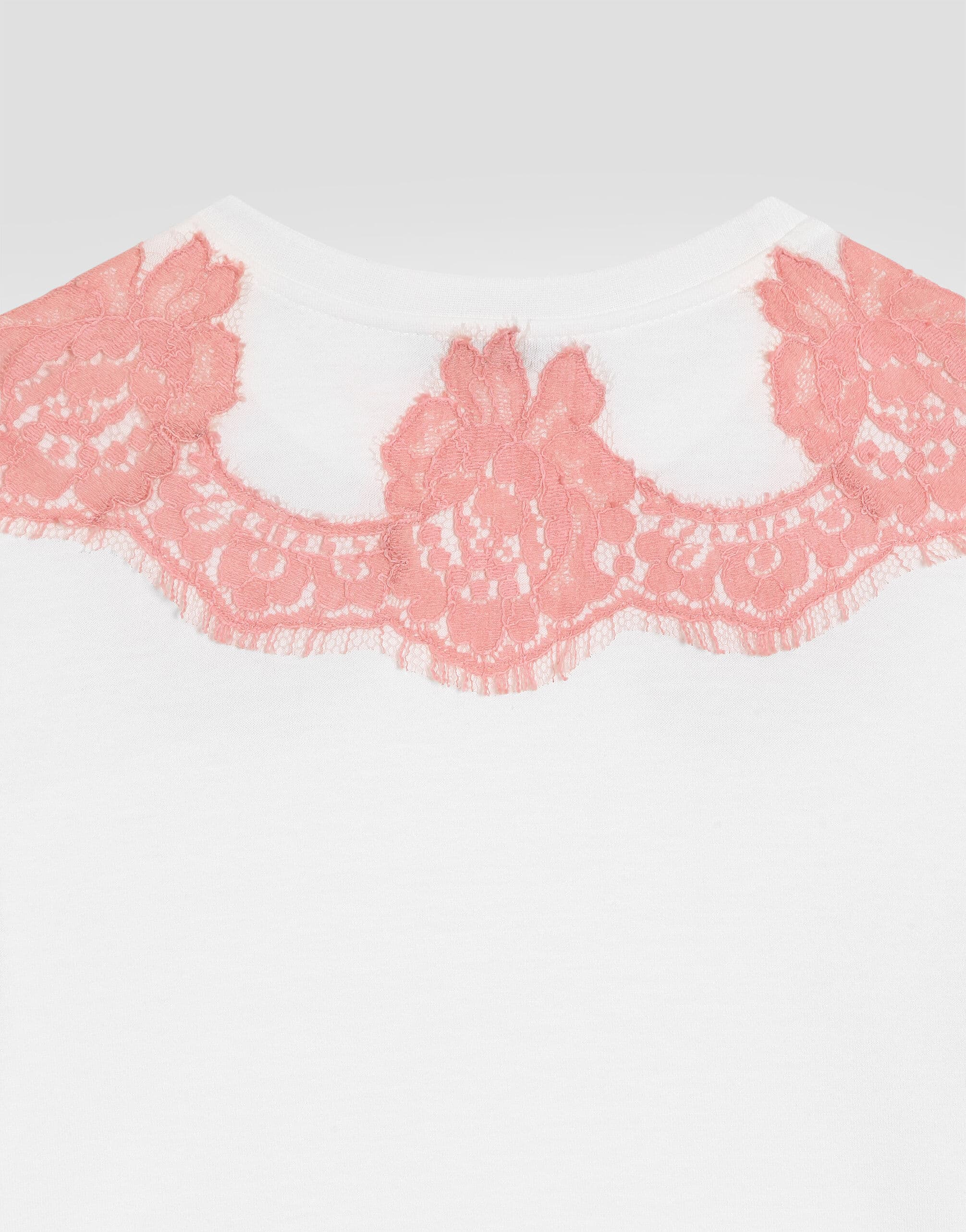 Dolce & Gabbana Kids Jersey T-Shirt with Lace and DG Embroidery - 4