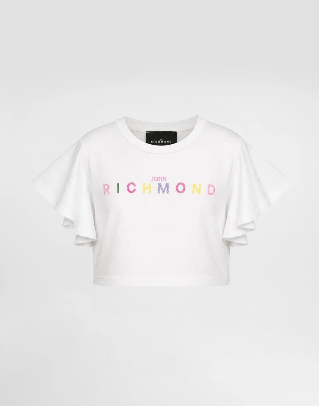 John Richmond Junior Girls' T-Shirt Waras White with Ruffle Sleeves - 1