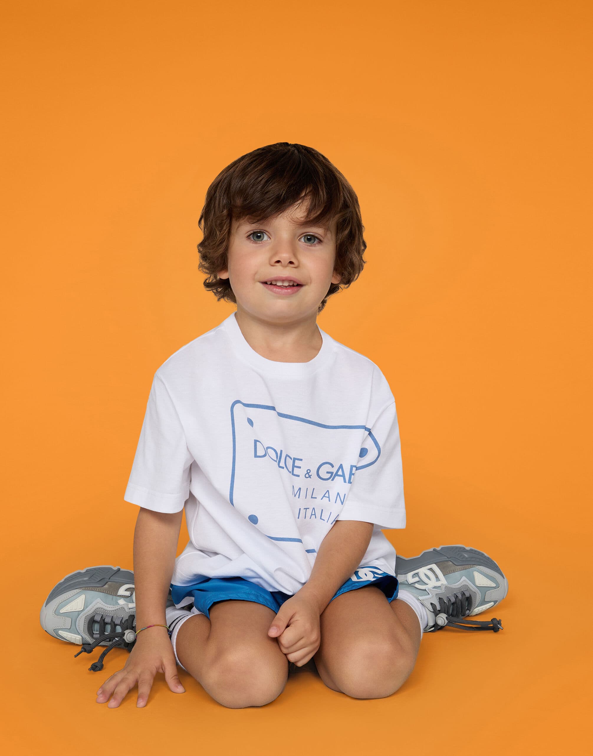 Dolce & Gabbana Kids' Nylon Swim Trunks with DG Logo Print - 5