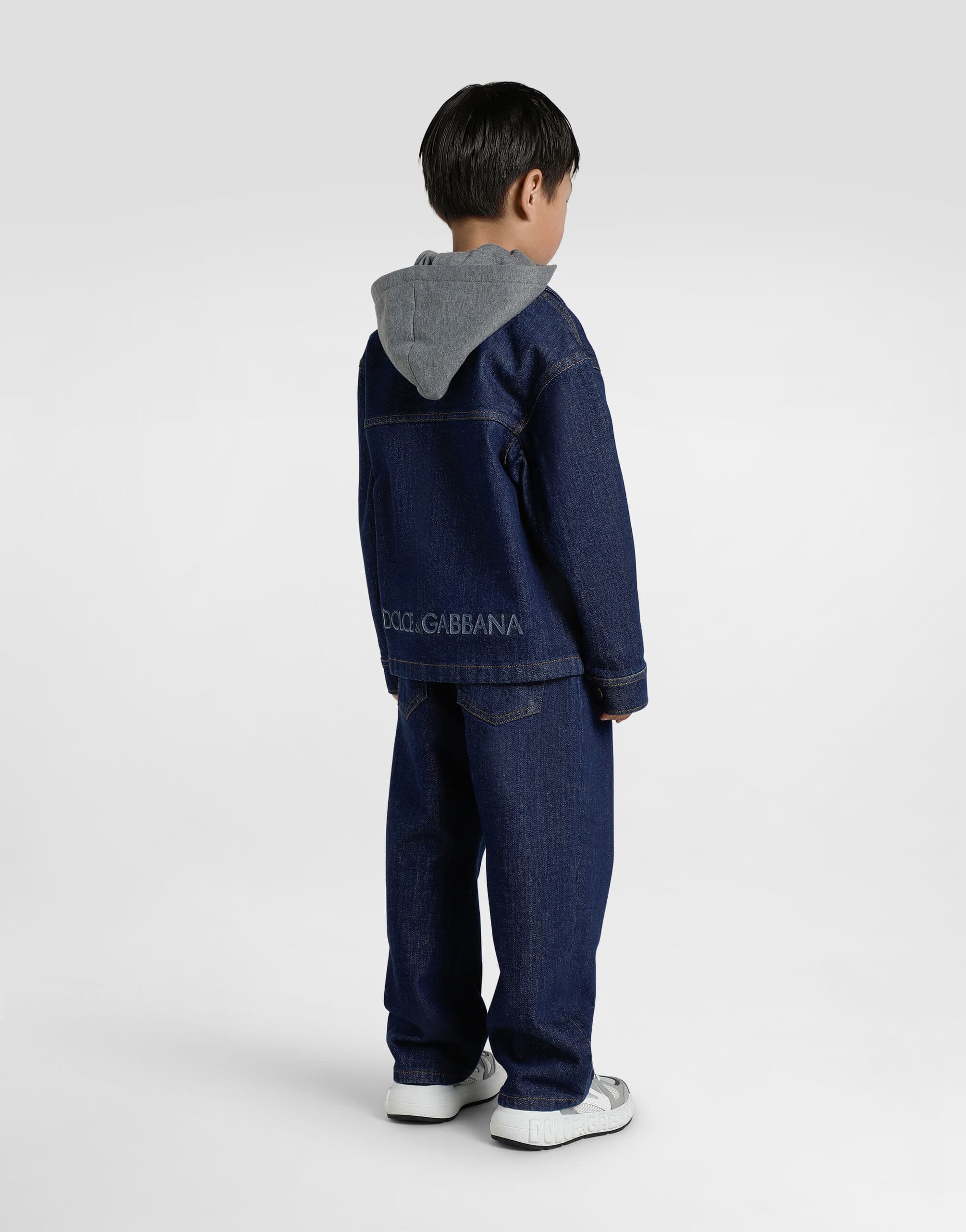 Dolce & Gabbana Kids denim bomber jacket with a hood - 7