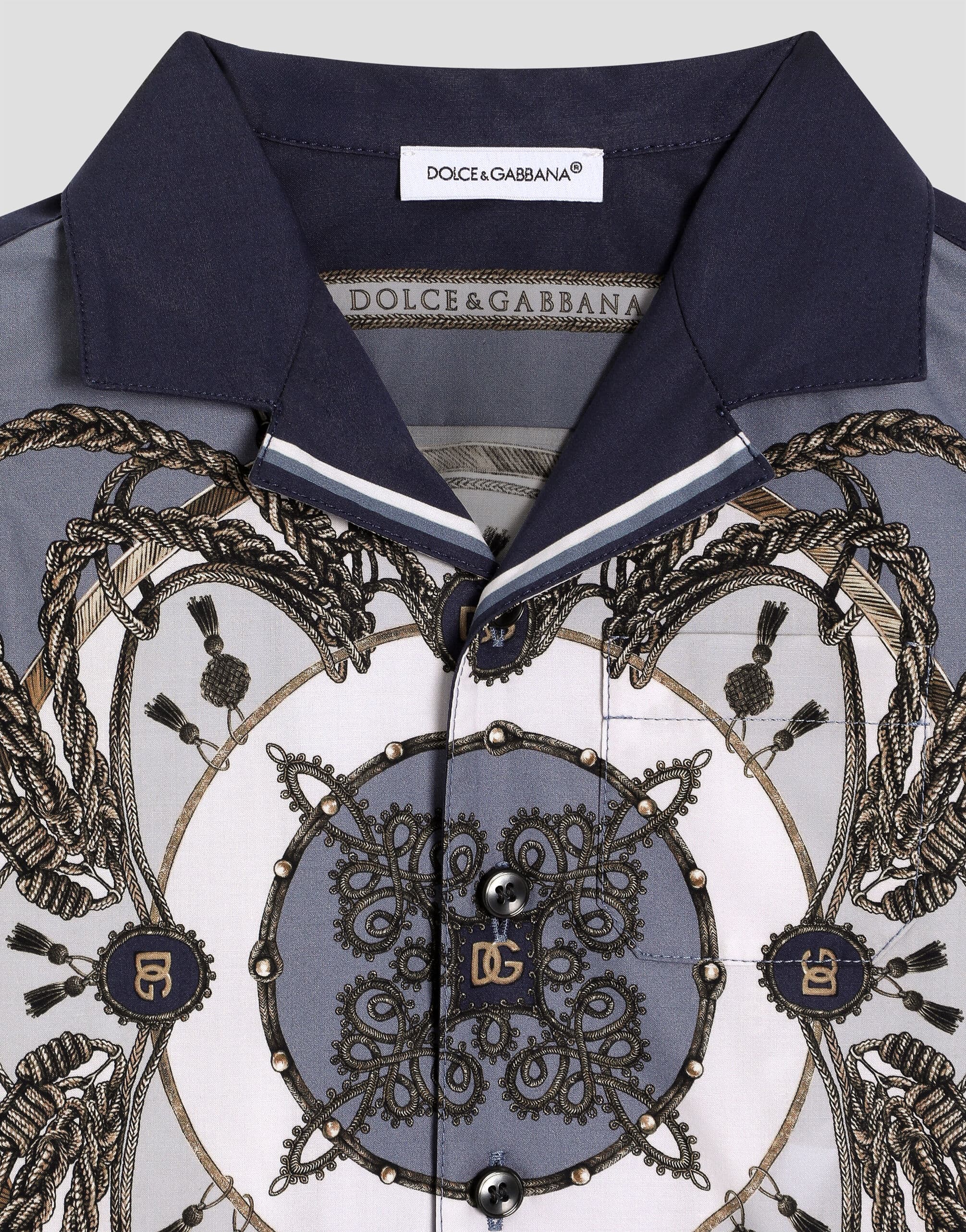 Dolce & Gabbana Kids Cargo-Print Poplin Shirt with Hawaii Collar - 3