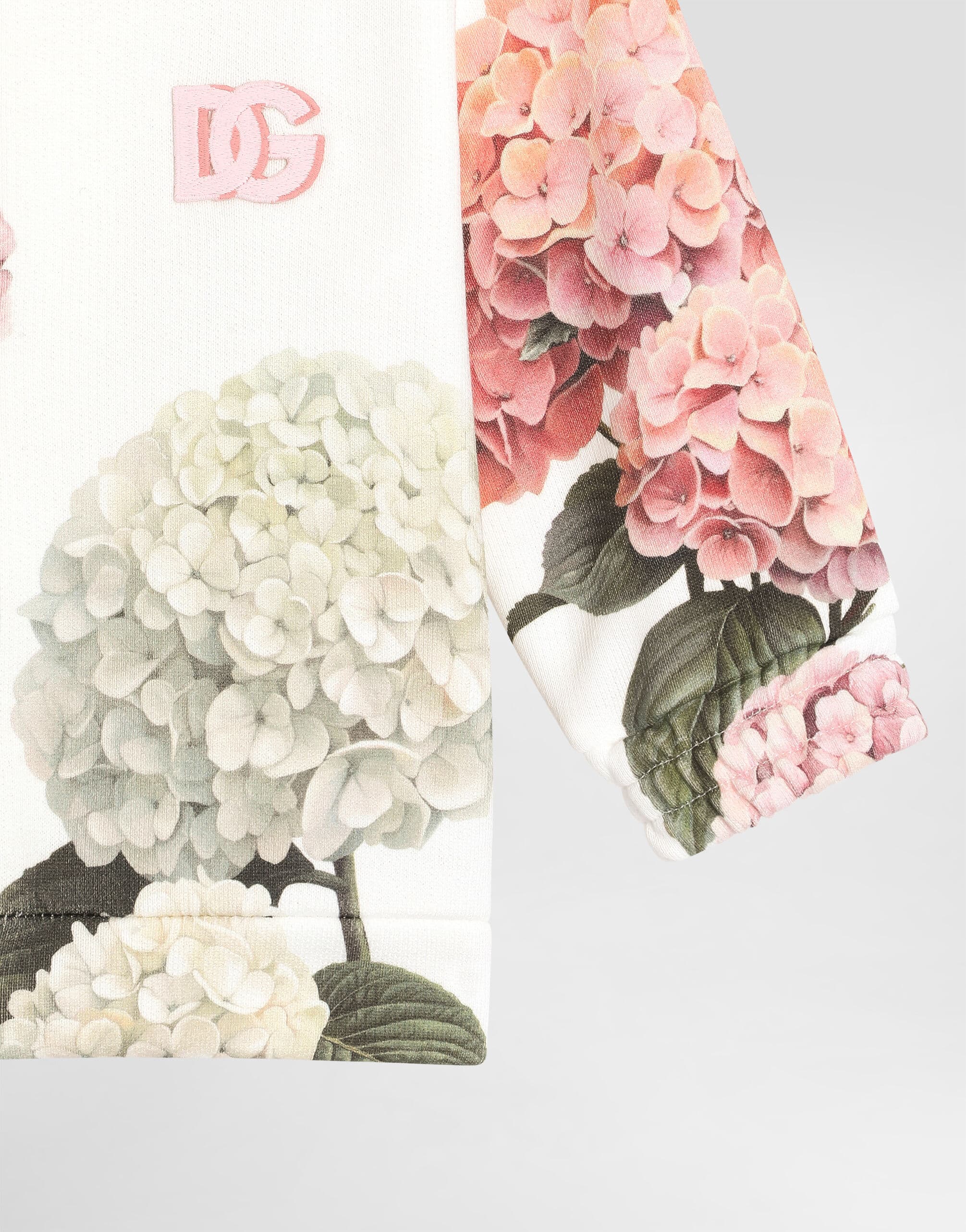 Dolce & Gabbana Kids Hooded Sweatshirt with Hydrangea Print and Patch - 4