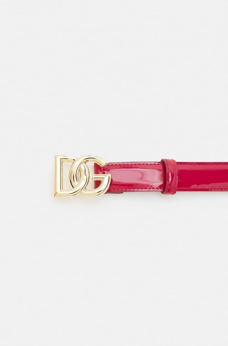 Dolce & Gabbana Kids' Patent Calfskin Belt with Gold-Tone DG Logo Buckle - 2
