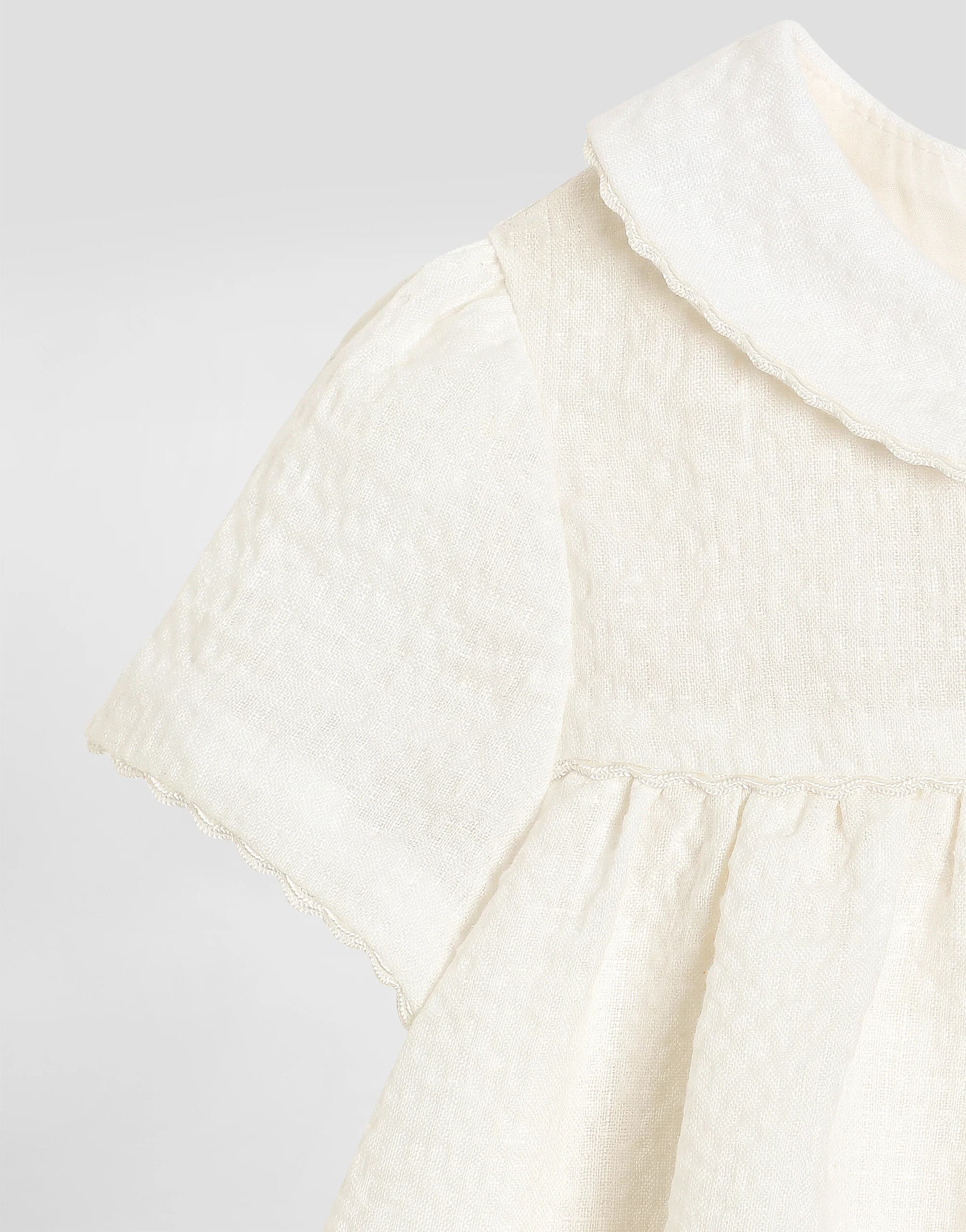 Dolce & Gabbana Kids Baby Girl's Seersucker Linen Dress with Embroidery - 4
