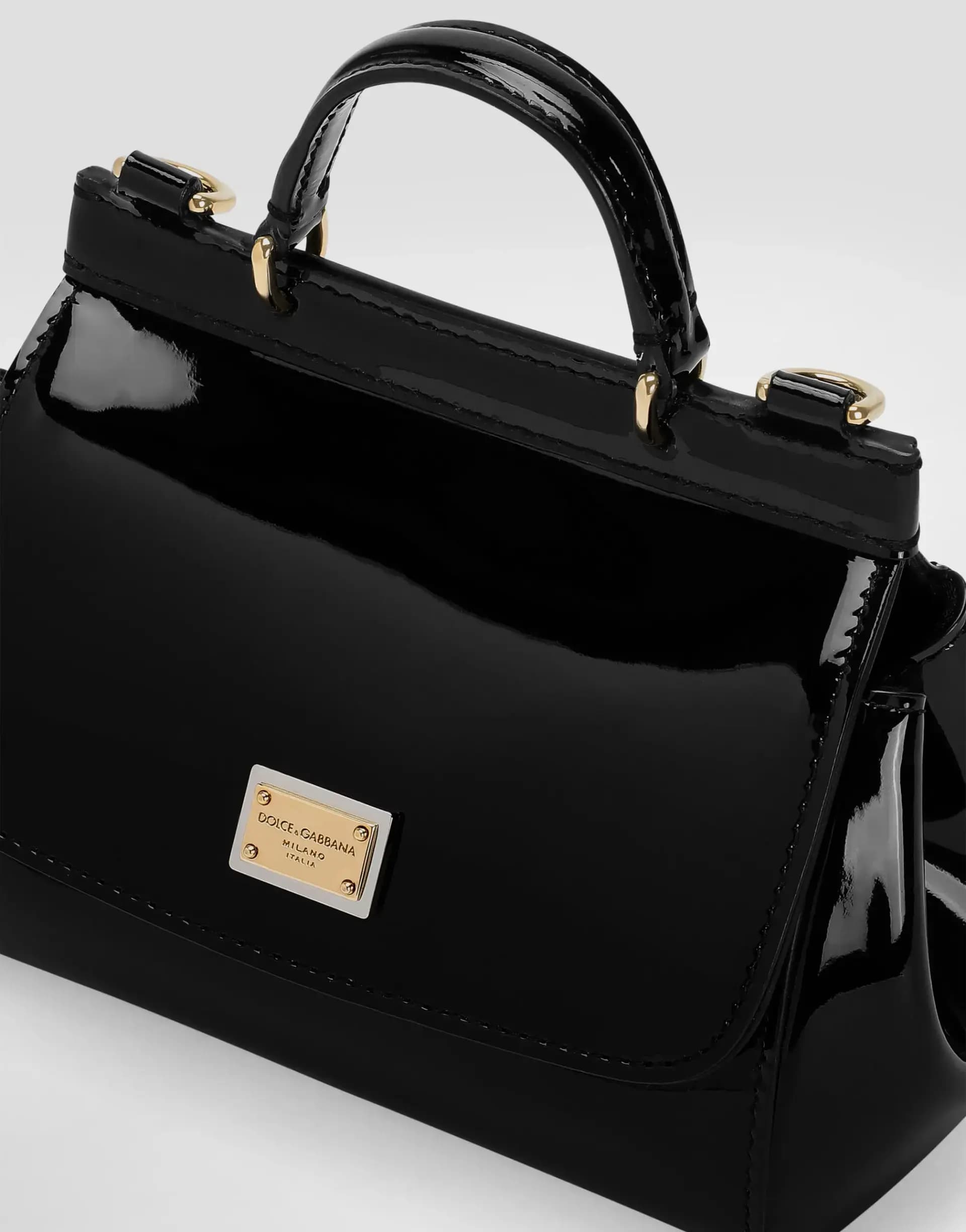 Dolce & Gabbana Kids Patent Leather Mini Sicily Bag in Black - 6