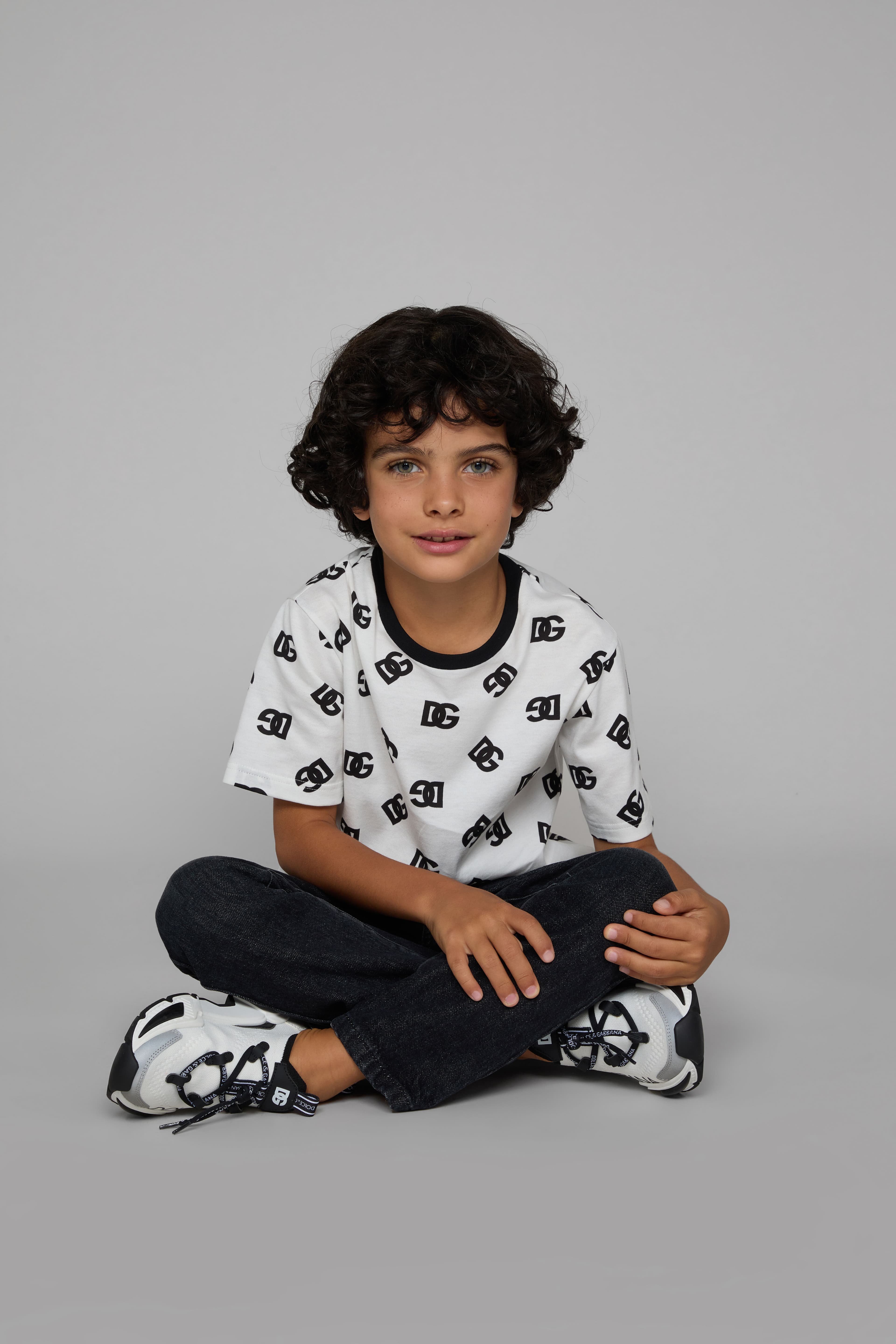 Dolce & Gabbana Kids Jersey T-Shirt with All-Over DG Logo Prints - 5