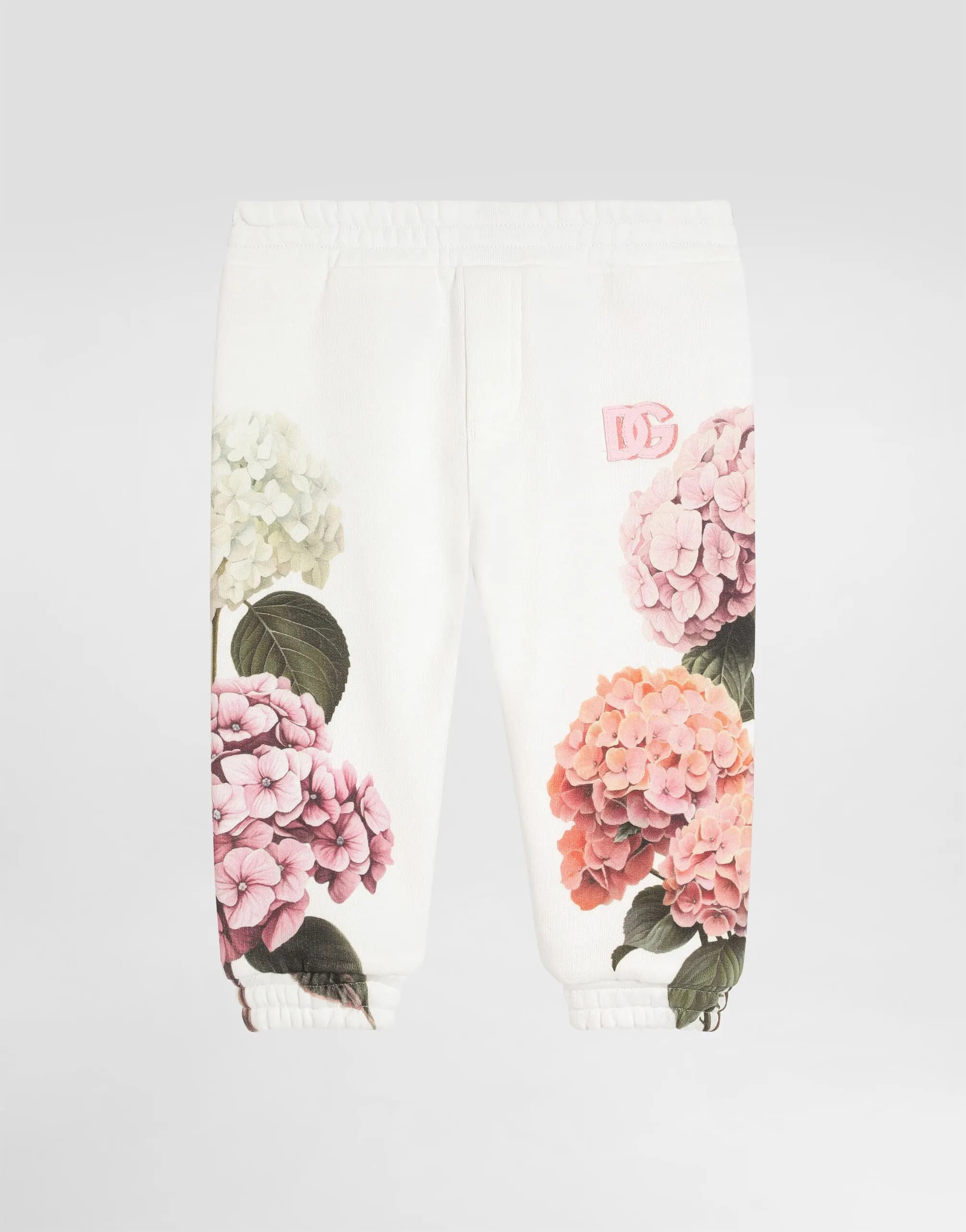 Dolce & Gabbana Kids Hydrangea-Print Flannel Trousers with Patch - 1