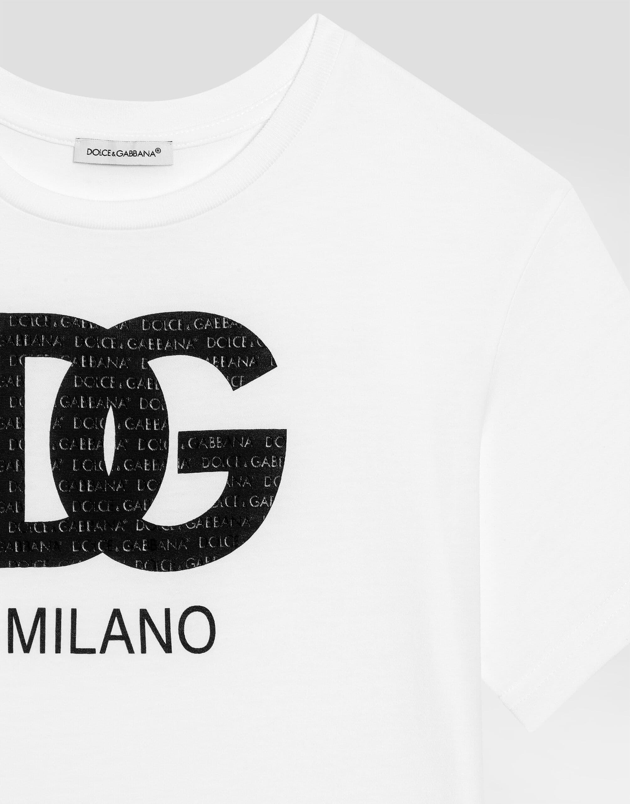 Dolce & Gabbana Kids Kids' Jersey T-Shirt with Waxed DG Milano Logo Print - 2