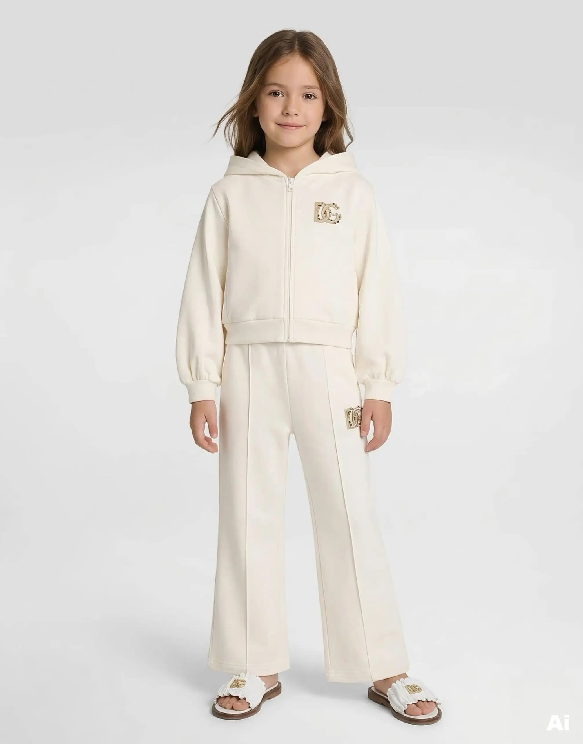 Dolce & Gabbana Kids' Hooded Sweatshirt with DG Embroidery and Rhinestones - 5