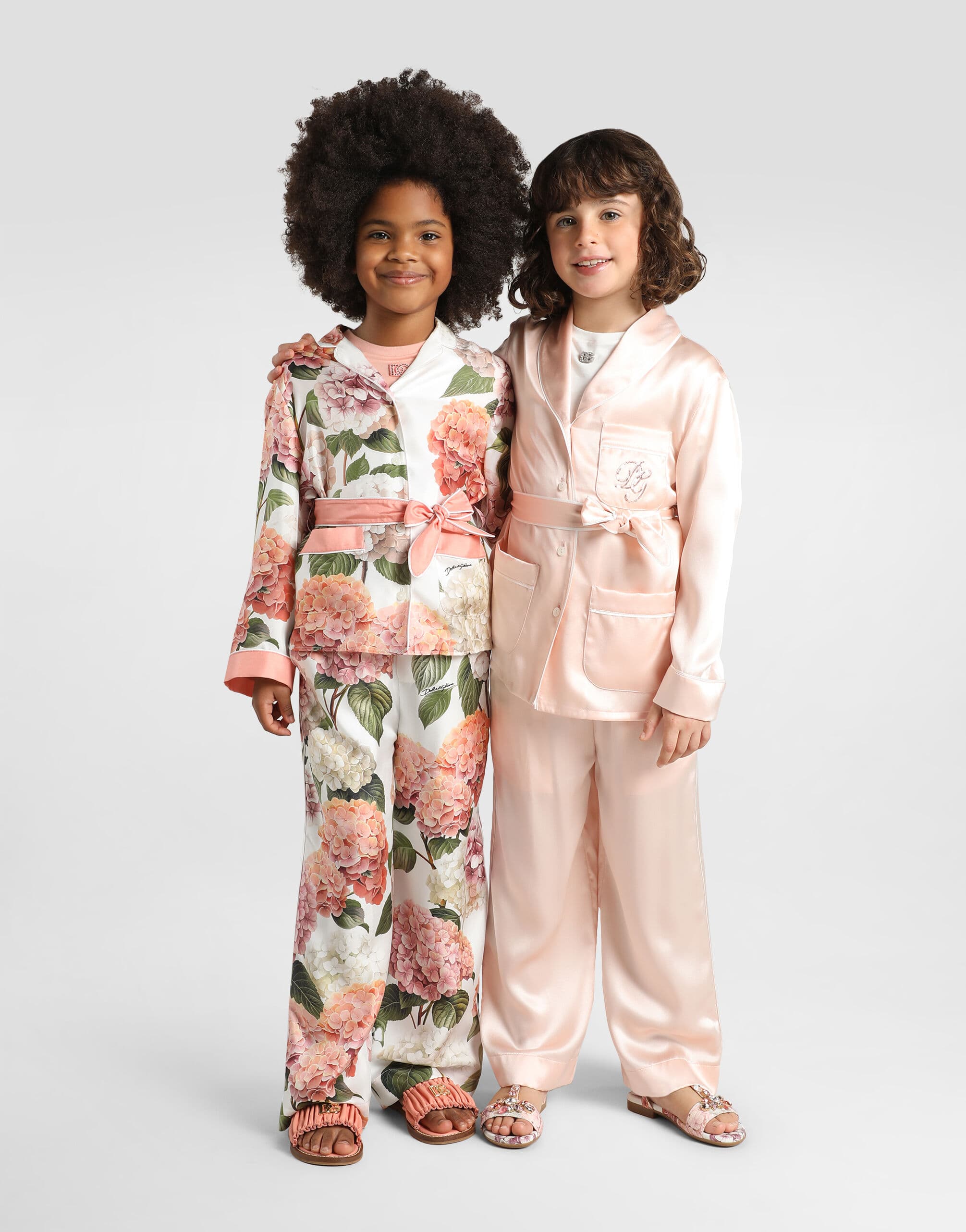 Dolce & Gabbana Kids' Hydrangea-Print Vanity Silk Twill Trousers - 7