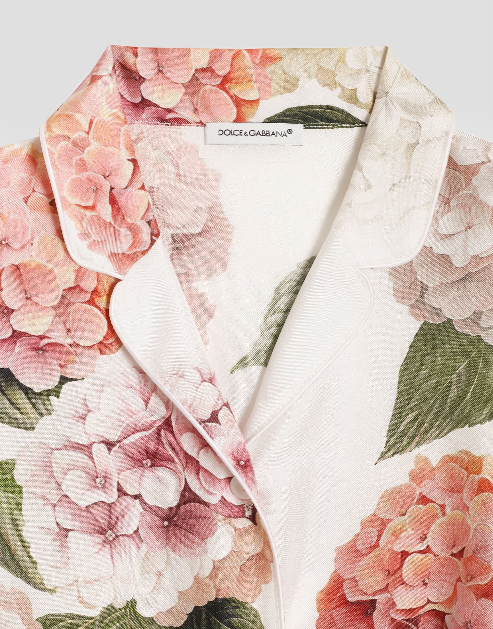 Dolce & Gabbana Kids Hydrangea-Print Vanity Twill Silk Shirt - 6