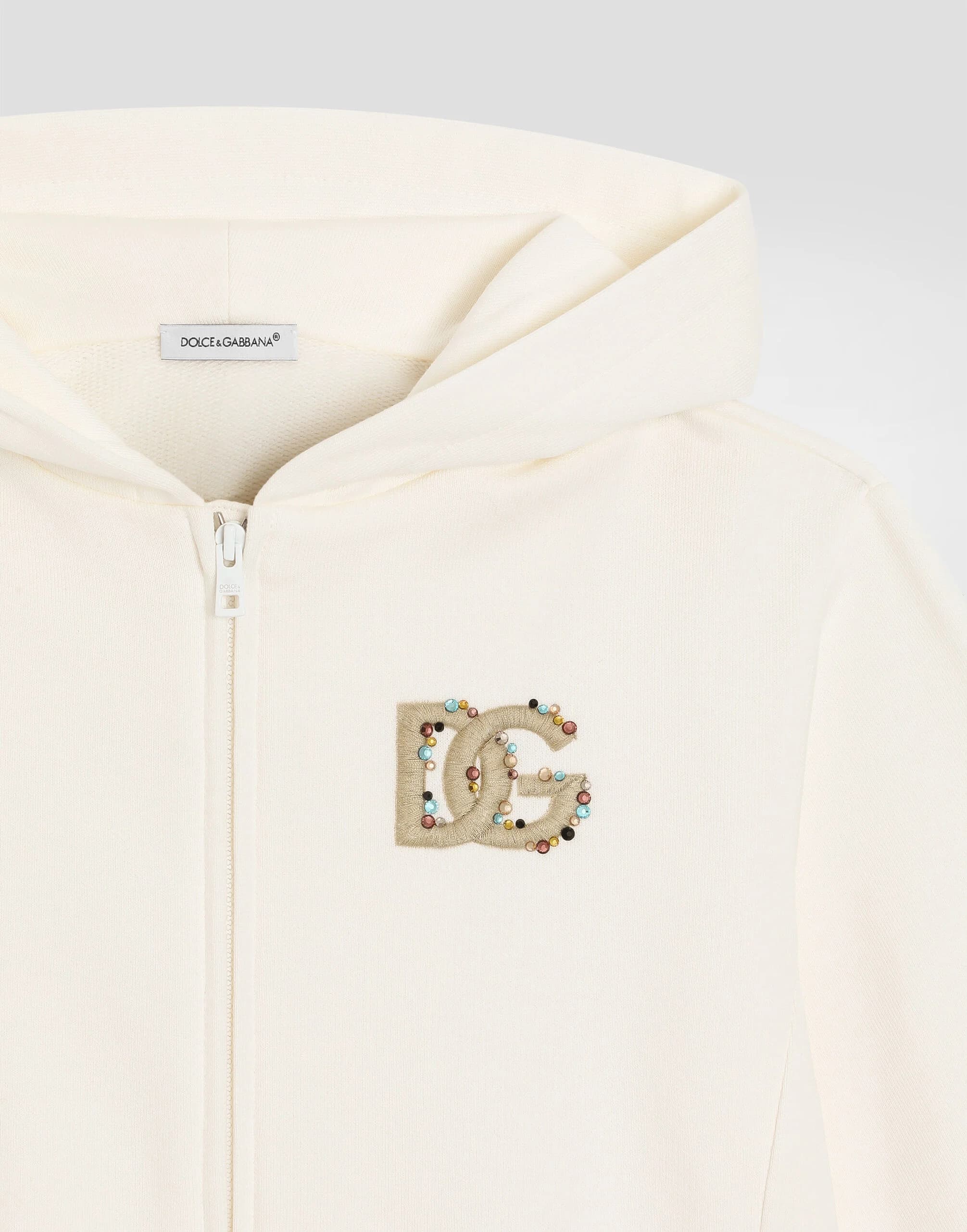 Dolce & Gabbana Kids' Hooded Sweatshirt with DG Embroidery and Rhinestones - 3