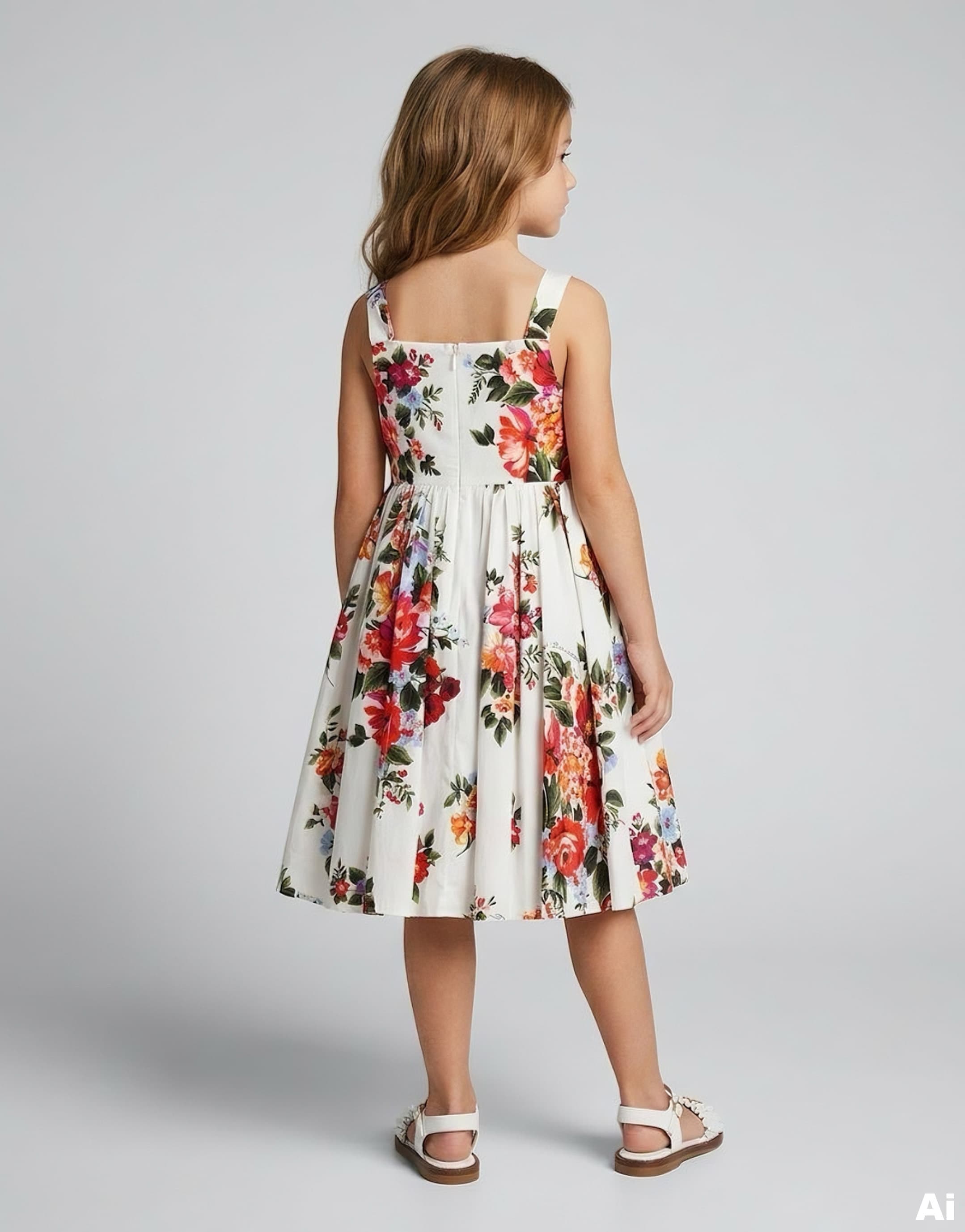 Dolce & Gabbana Kids Flower Bouquet Print Poplin Dress - 3