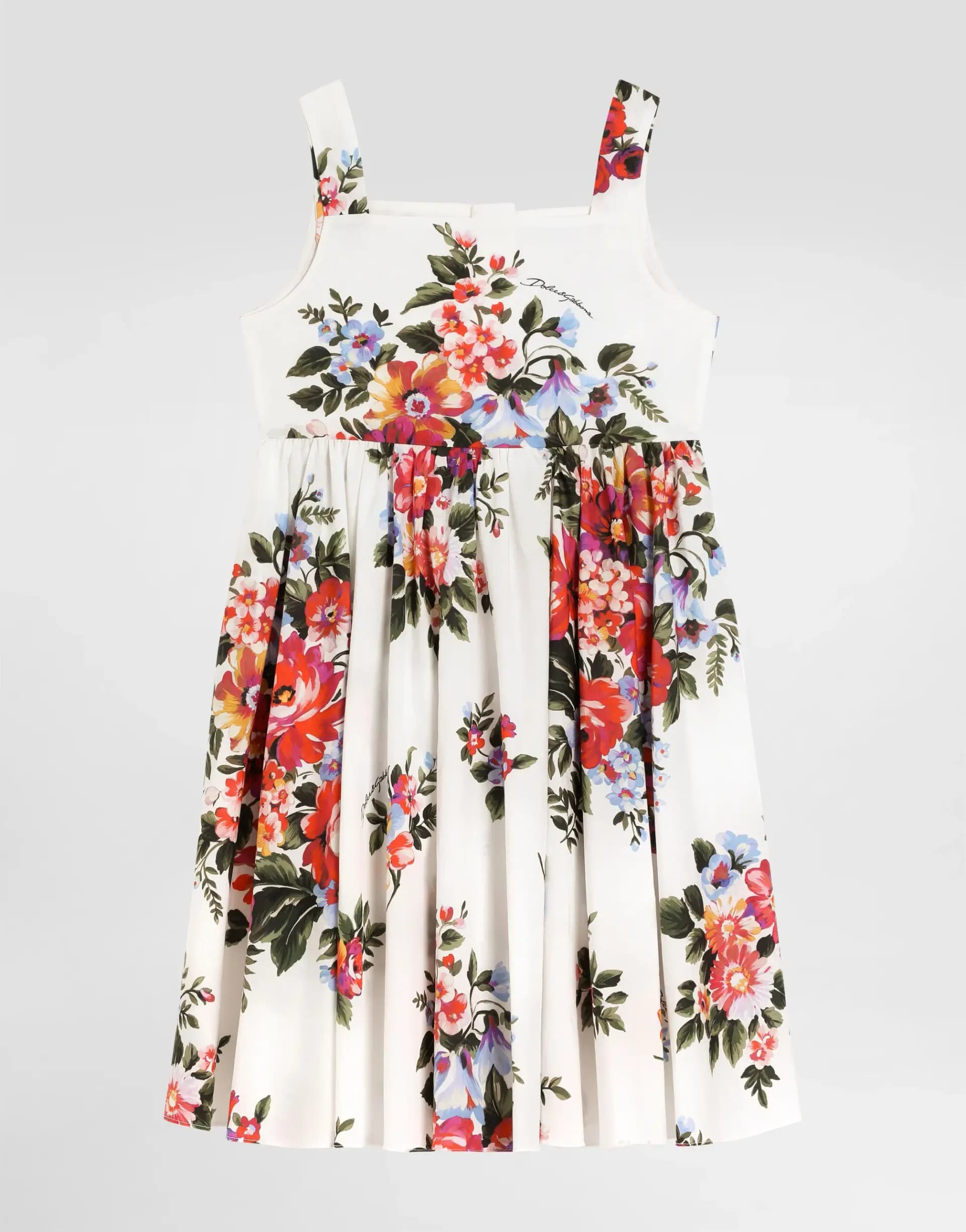 Dolce & Gabbana Kids Flower Bouquet Print Poplin Dress - 4