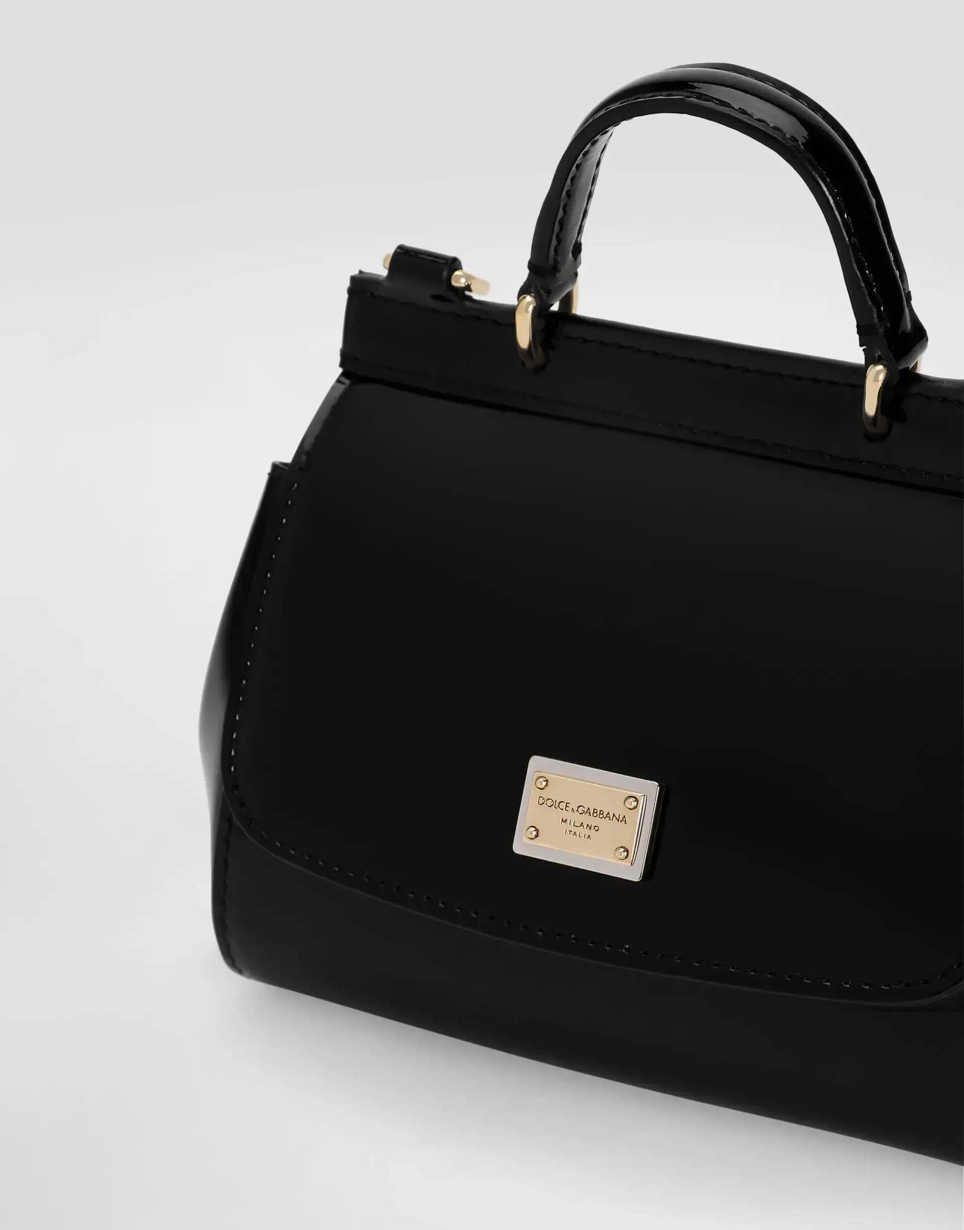 Dolce & Gabbana Kids Patent Leather Mini Sicily Bag in Black - 5