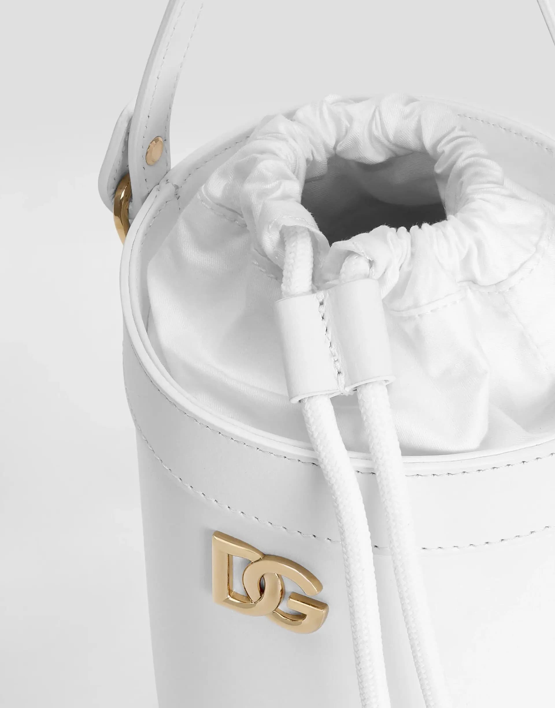 Dolce & Gabbana Kids Nappa Calfskin Bucket Bag White - 5
