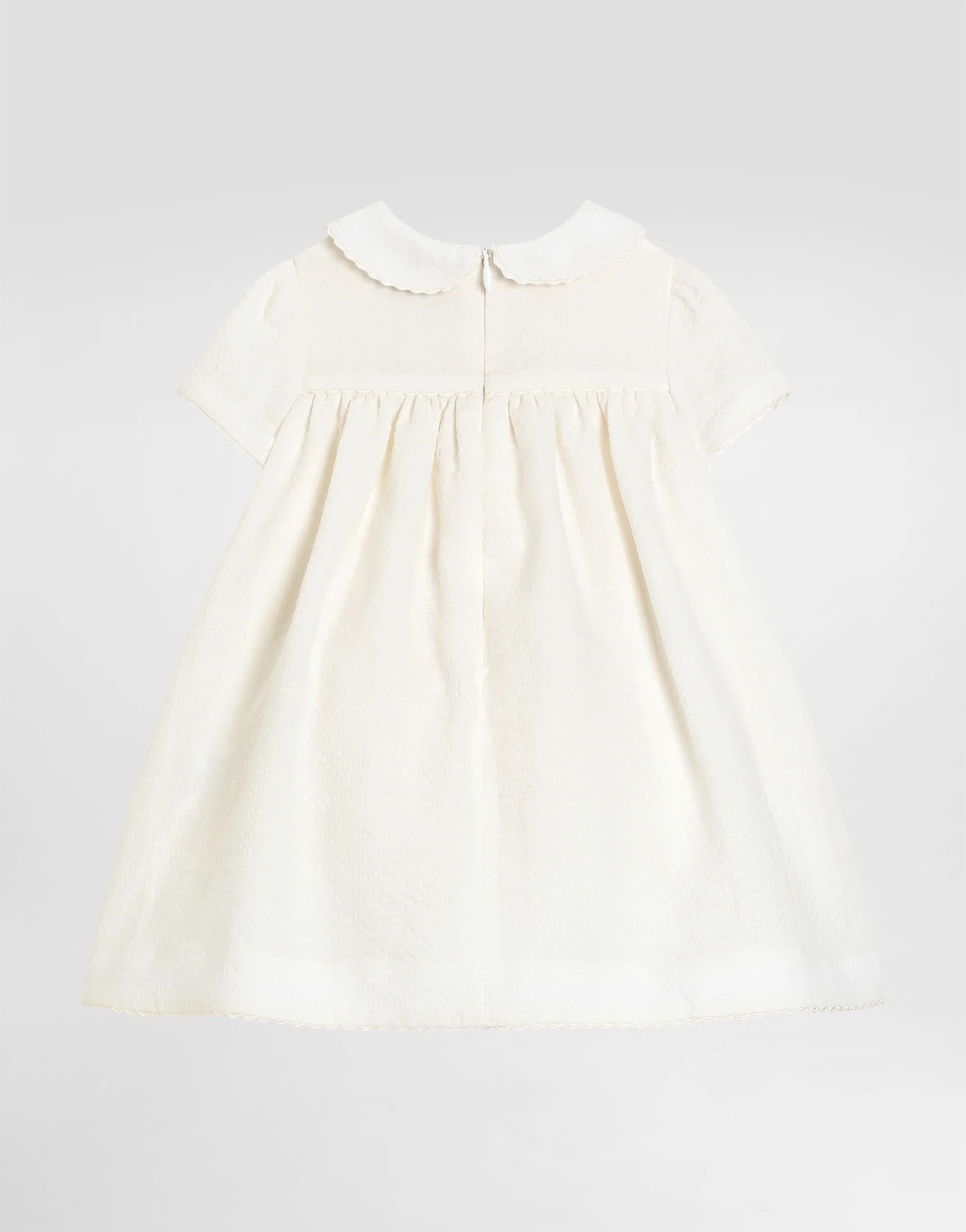 Dolce & Gabbana Kids Baby Girl's Seersucker Linen Dress with Embroidery - 2