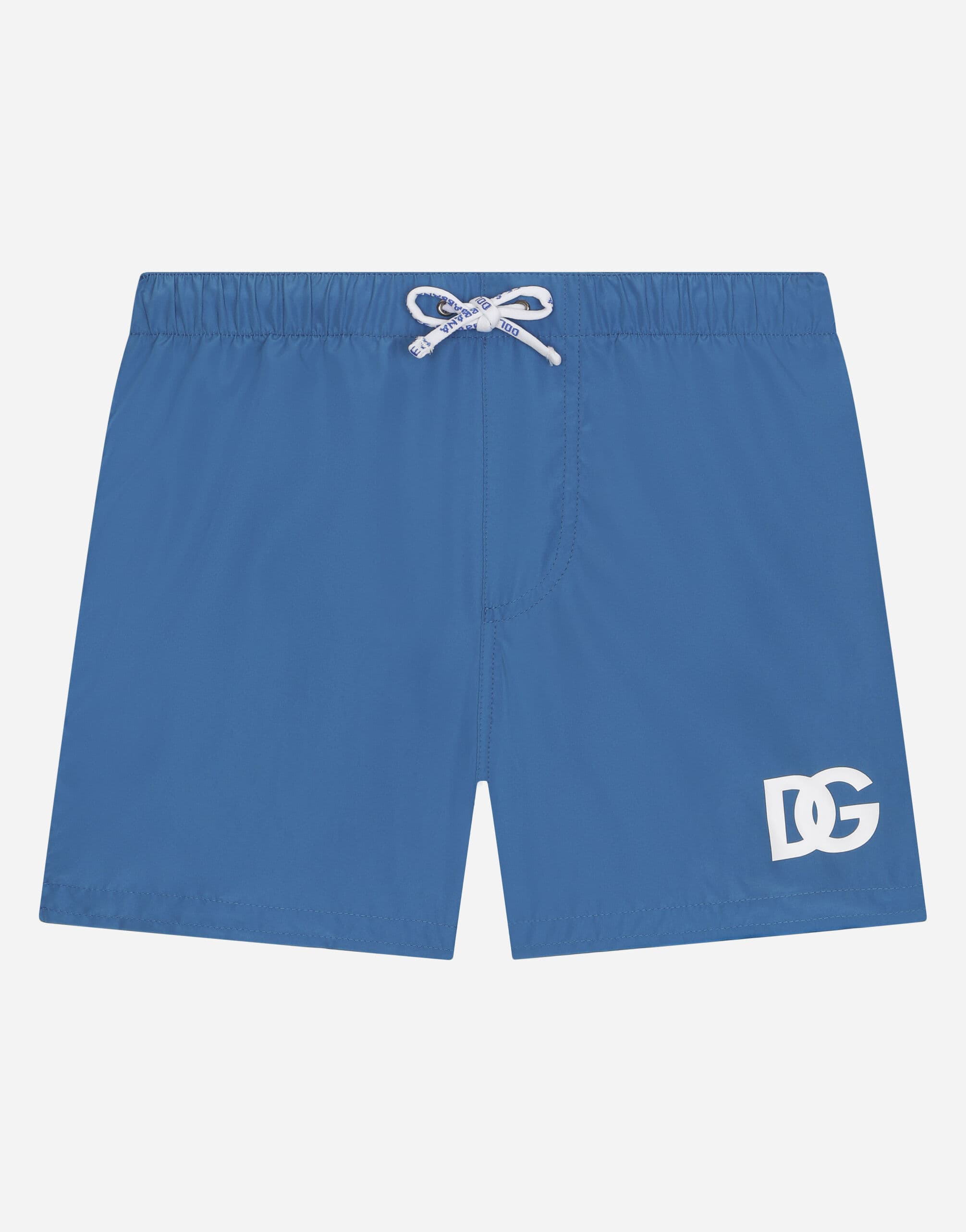 Dolce & Gabbana Kids' Nylon Swim Trunks with DG Logo Print - 1