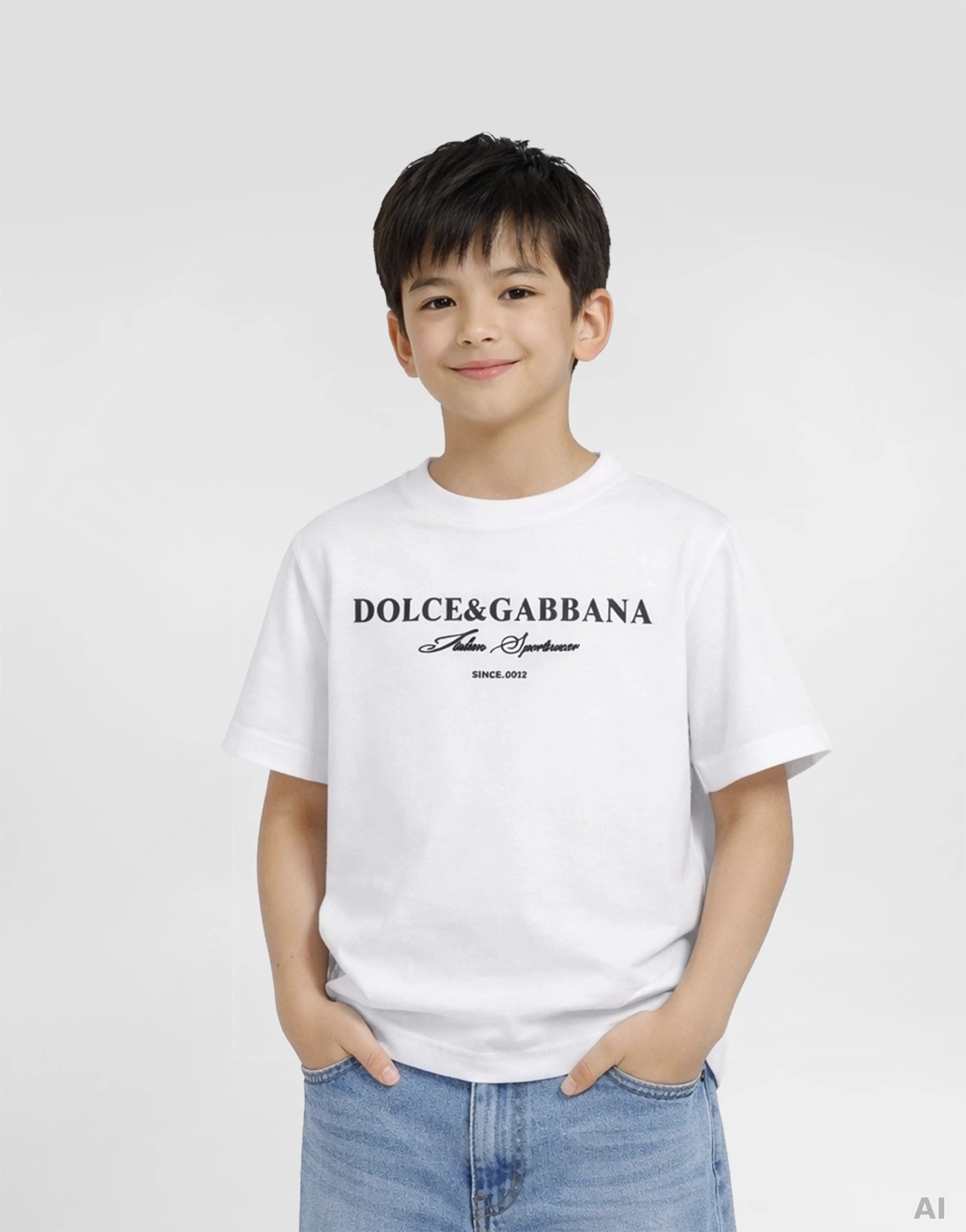 Dolce & Gabbana Kids Signature White Jersey T-Shirt with Bold Front Print - 5