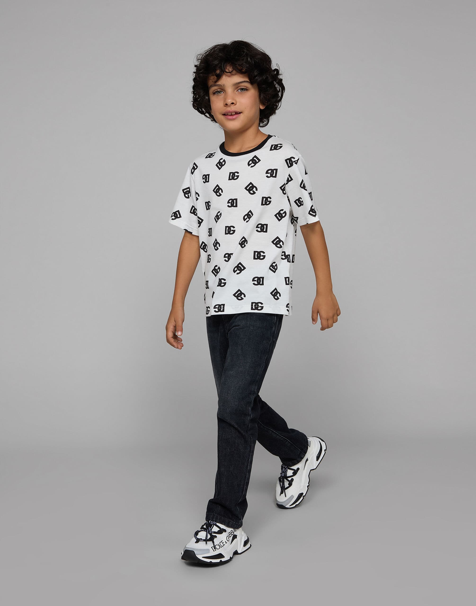 Dolce & Gabbana Kids Jersey T-Shirt with All-Over DG Logo Prints - 2