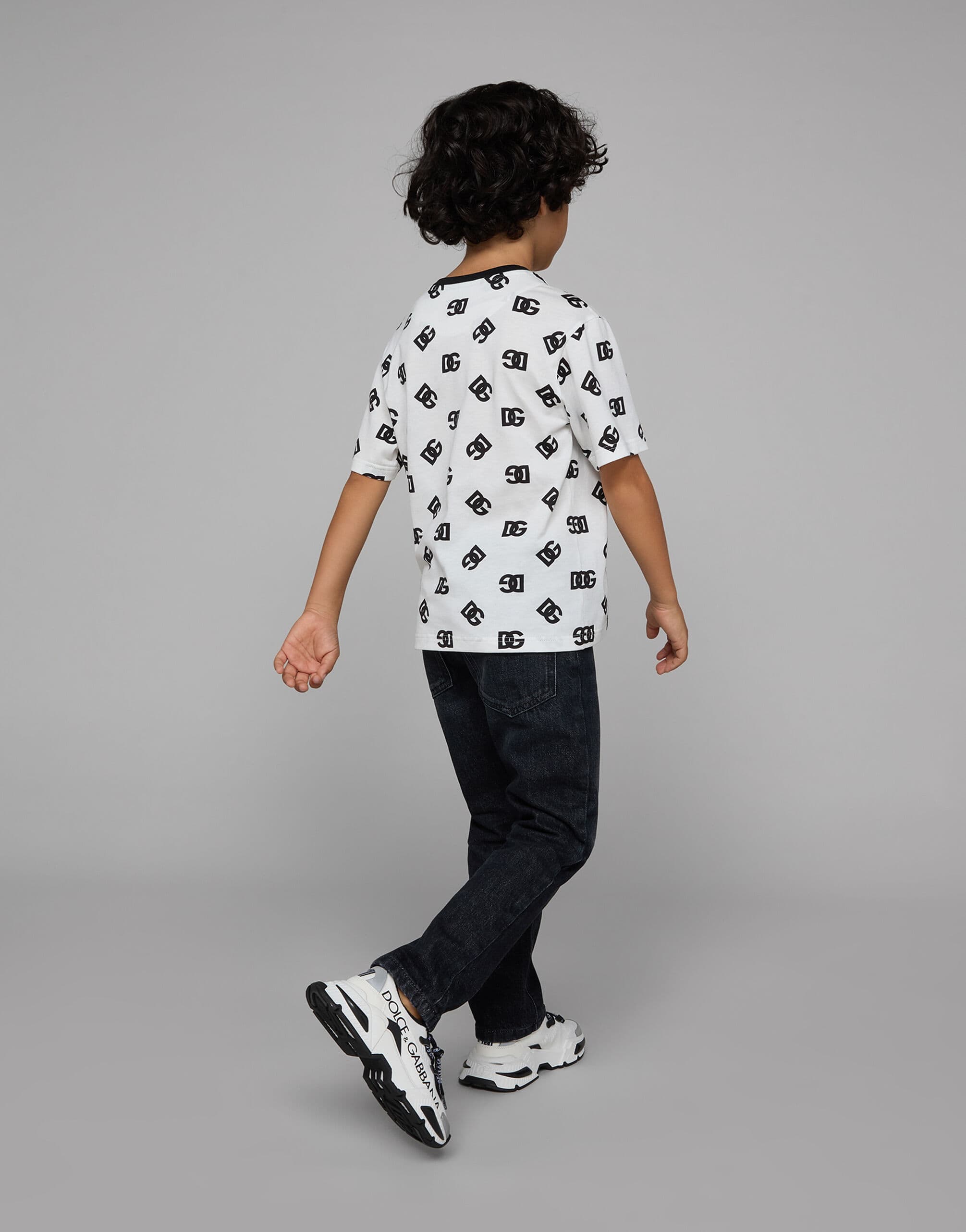 Dolce & Gabbana Kids Jersey T-Shirt with All-Over DG Logo Prints - 4