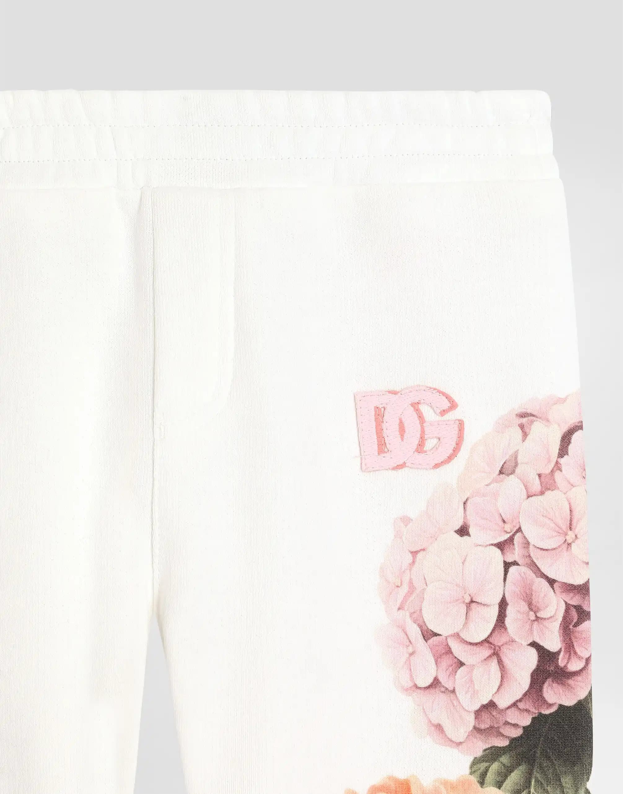 Dolce & Gabbana Kids Hydrangea-Print Flannel Trousers with Patch - 4