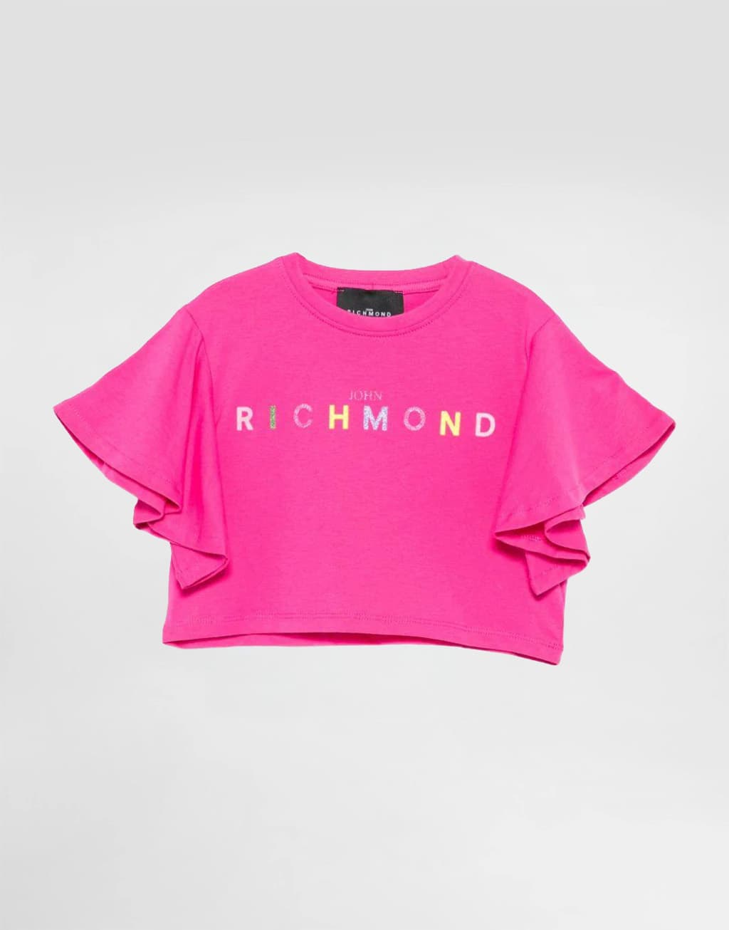 John Richmond Junior Girls' T-Shirt Waras Fuchsia with Ruffle Sleeves - 1