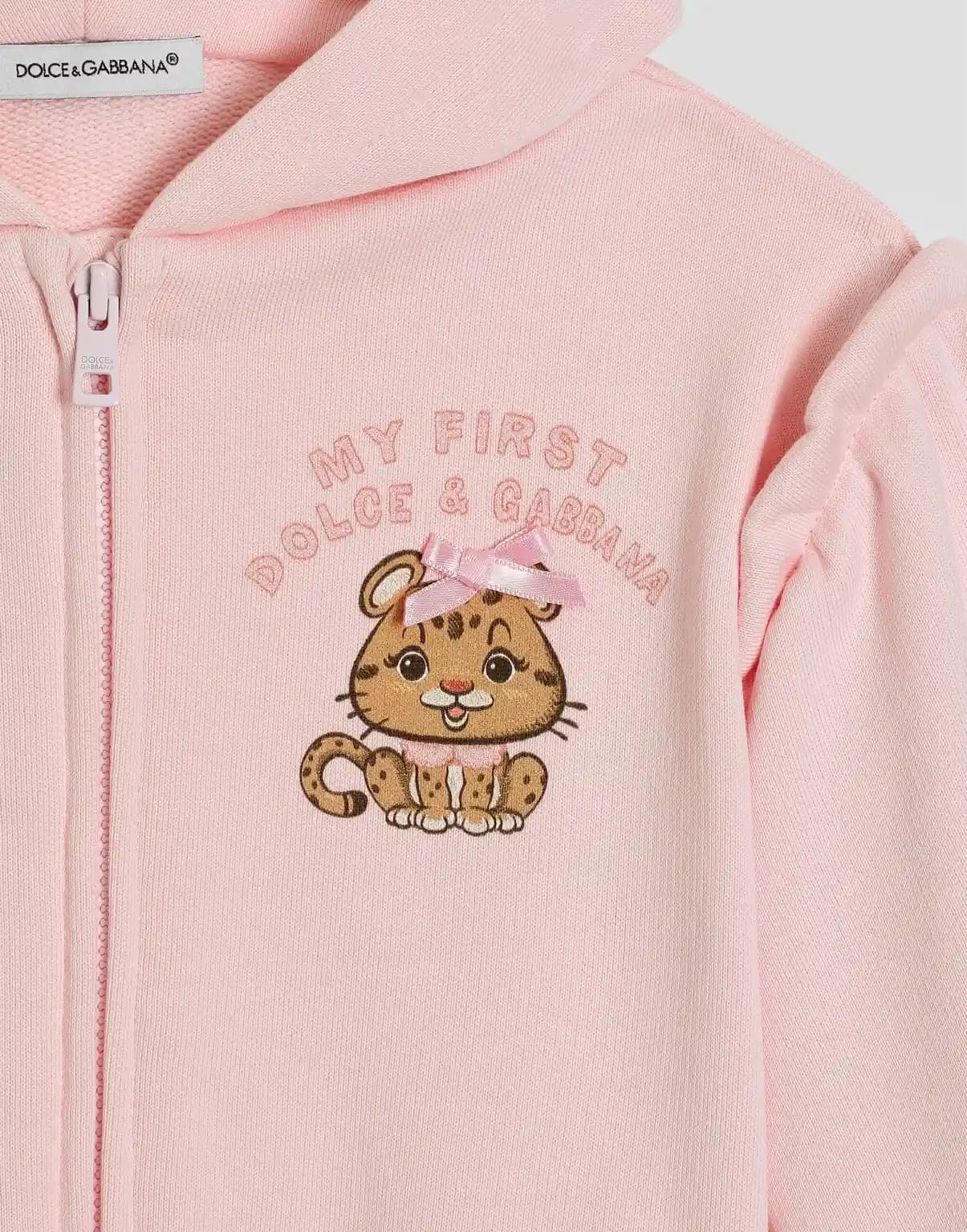Dolce & Gabbana Kids Hooded Sweatshirt with Leopard Print and Bow - 3