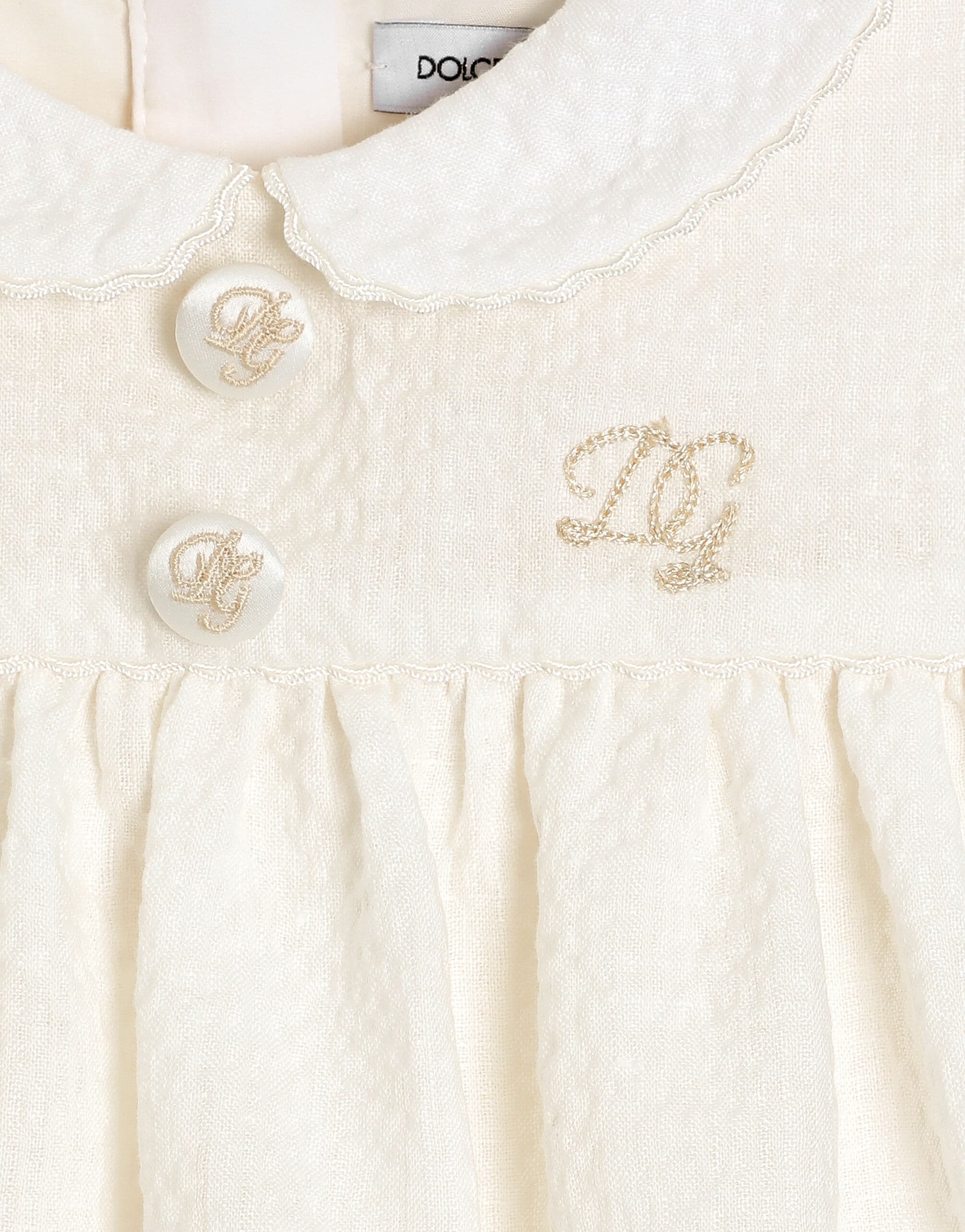 Dolce & Gabbana Kids Baby Girl's Seersucker Linen Dress with Embroidery - 5