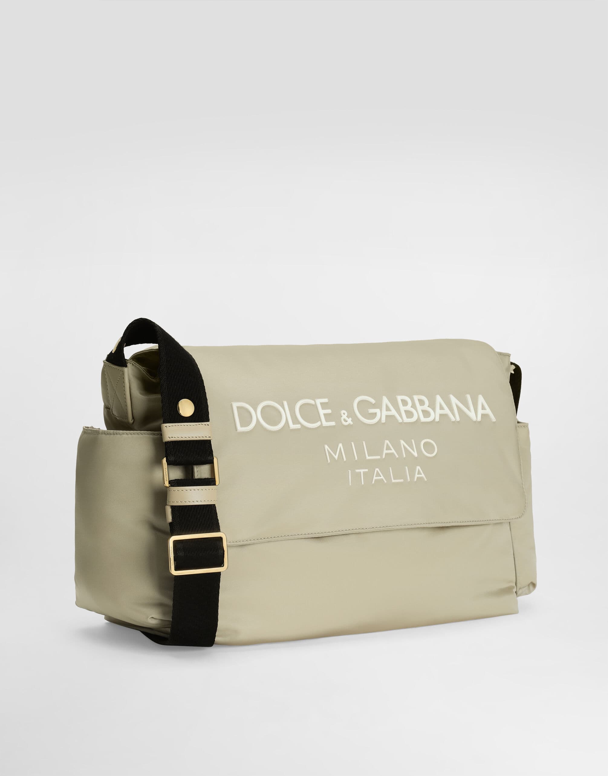 Dolce & Gabbana Kids Nylon Changing Mat Bag with Rubberized Dolce&Gabbana Logo Beige - 2