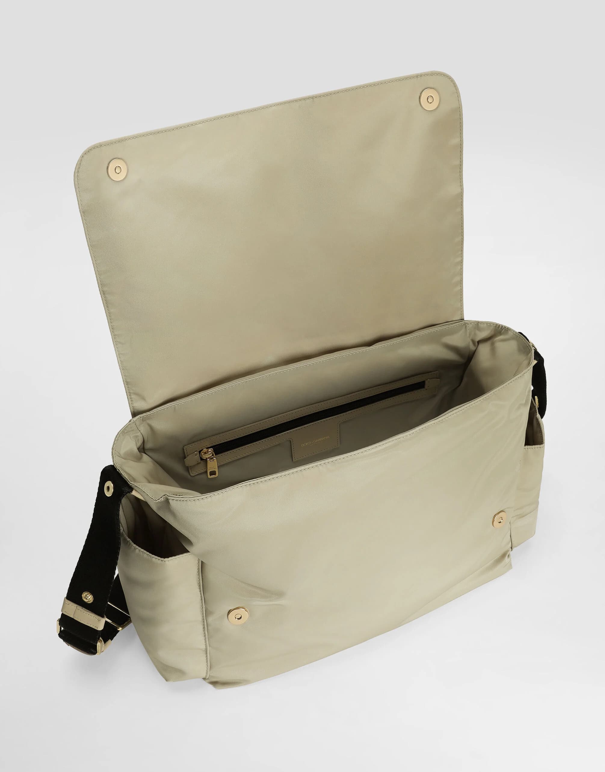 Dolce & Gabbana Kids Nylon Changing Mat Bag with Rubberized Dolce&Gabbana Logo Beige - 4