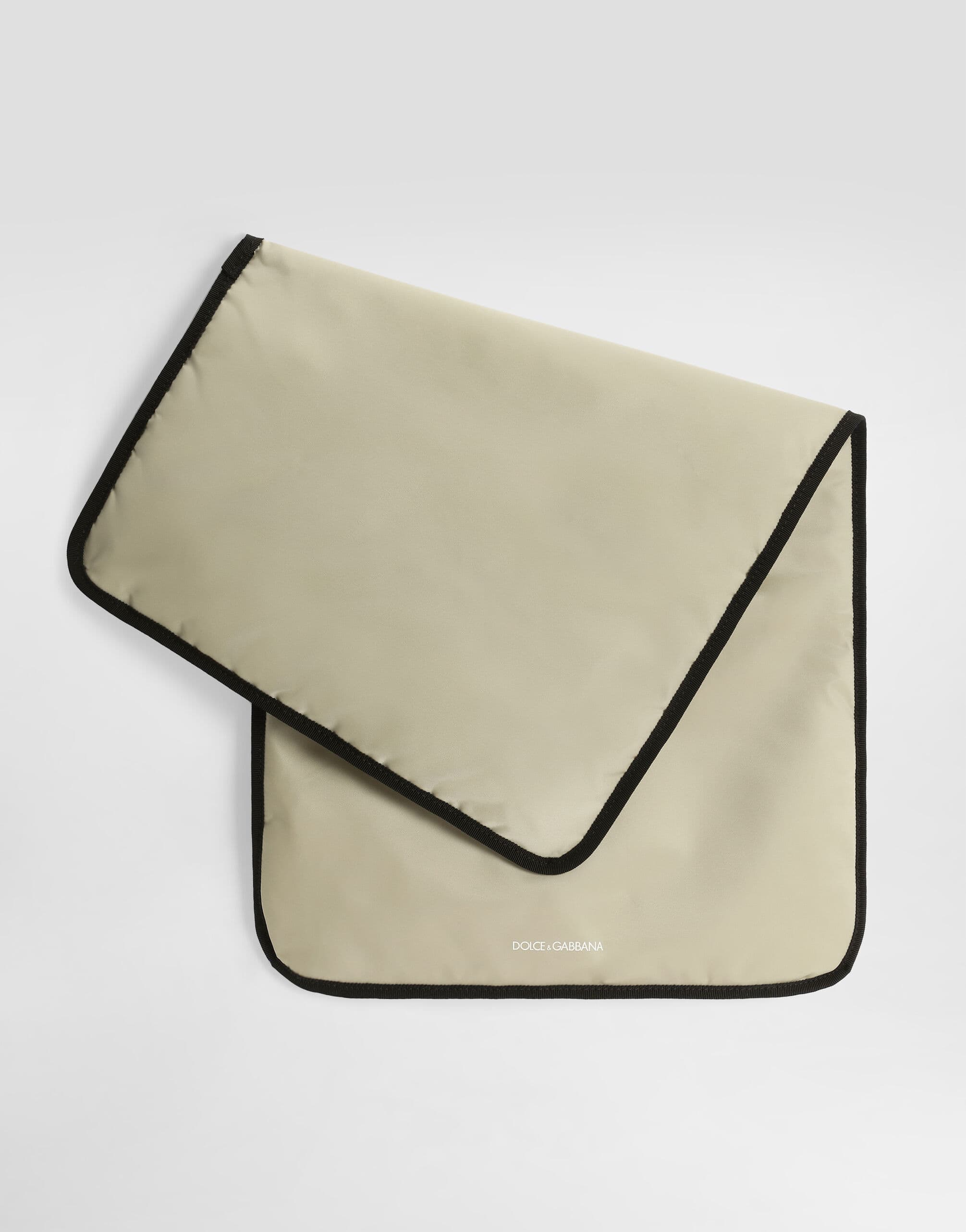 Dolce & Gabbana Kids Nylon Changing Mat Bag with Rubberized Dolce&Gabbana Logo Beige - 6