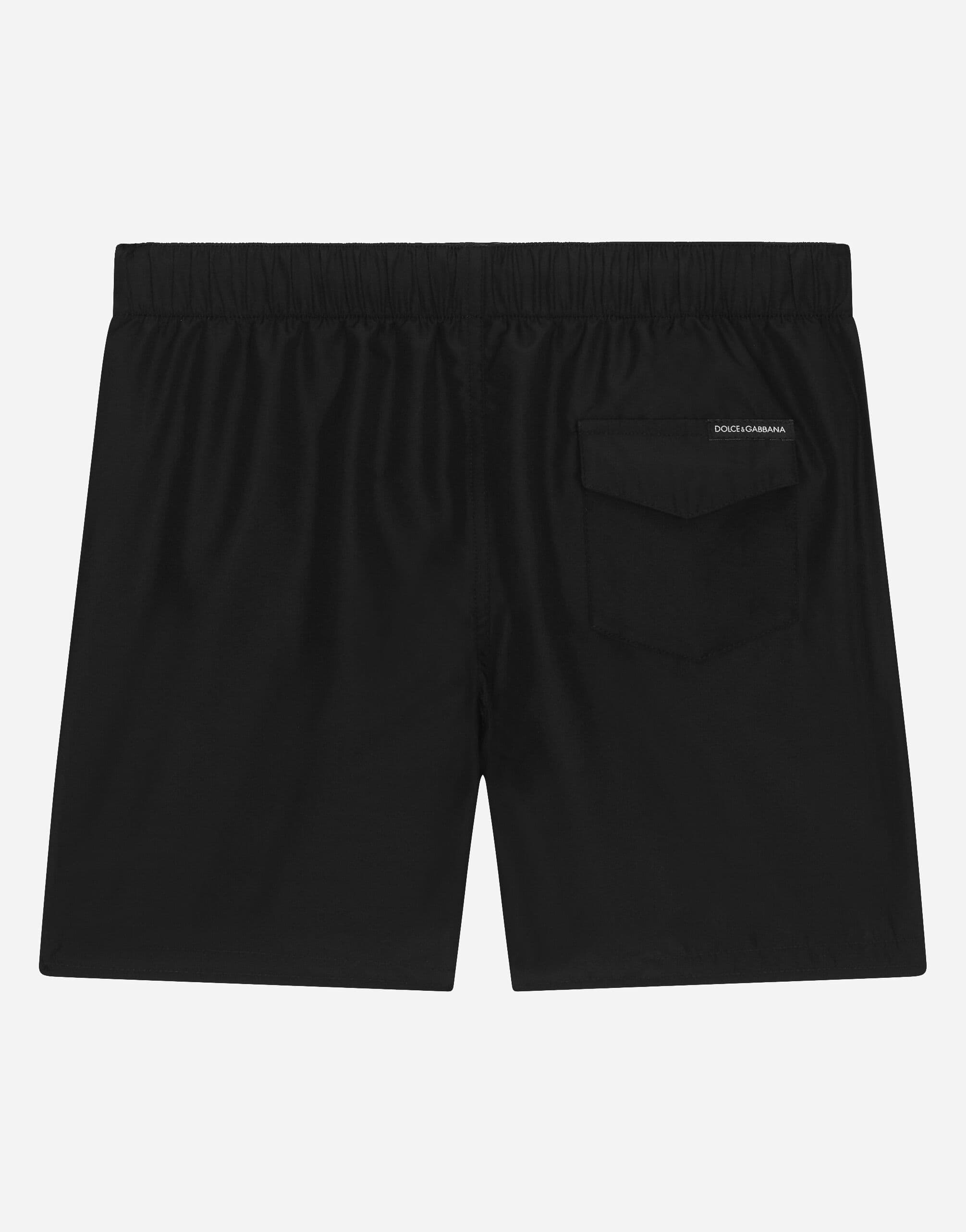 Dolce & Gabbana Kids' Nylon Swim Trunks with DG Milano Logo Print - 2