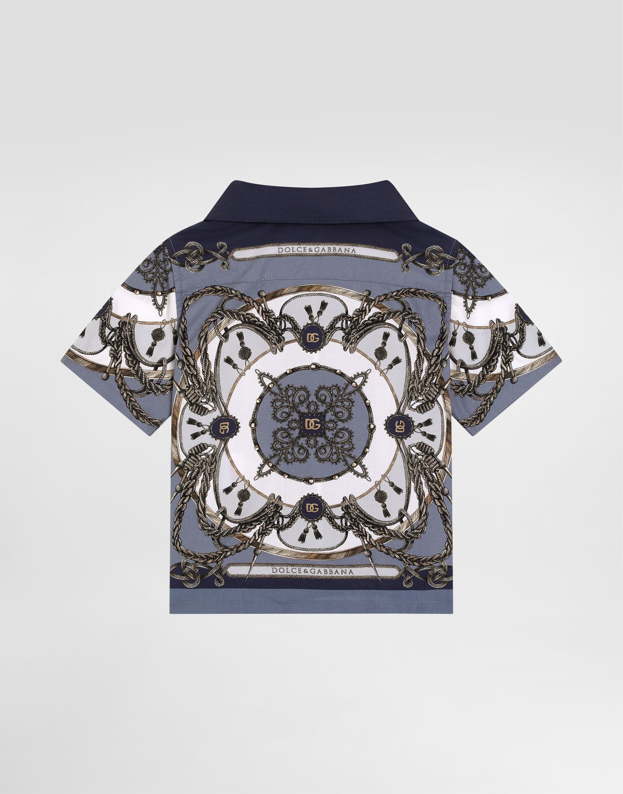 Dolce & Gabbana Kids Cargo-Print Poplin Shirt with Hawaii Collar - 2