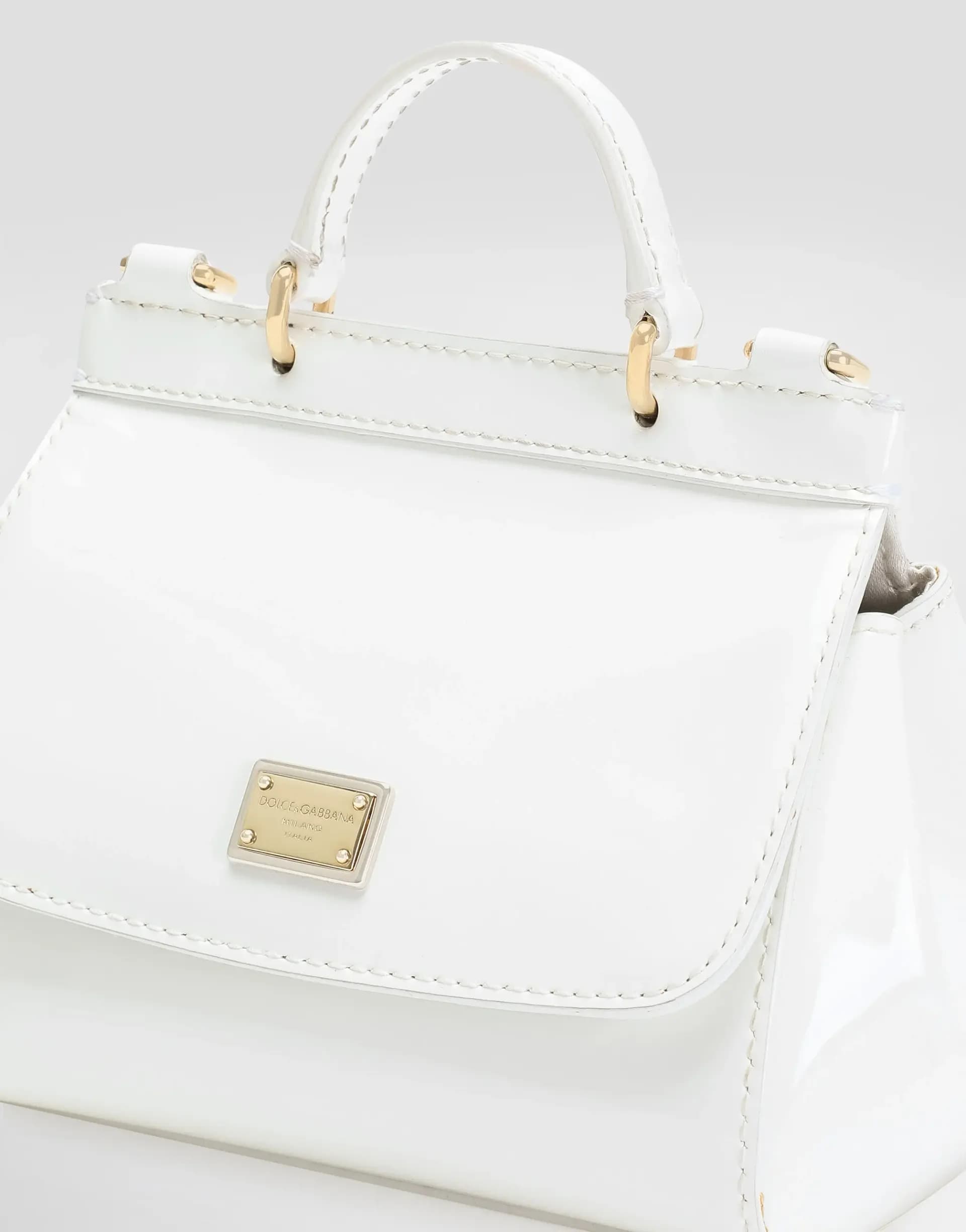 Dolce & Gabbana Kids' Patent Leather Mini Sicily Bag in White - 6