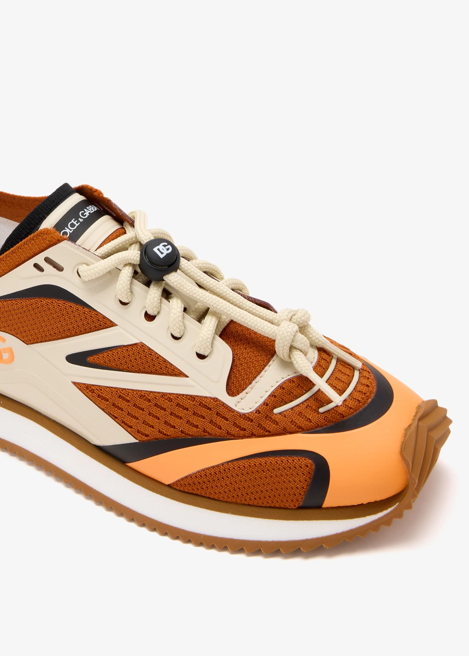 Dolce & Gabbana Kids' Orange Knit Mesh Low-Top Sneakers with DG Logo - 4