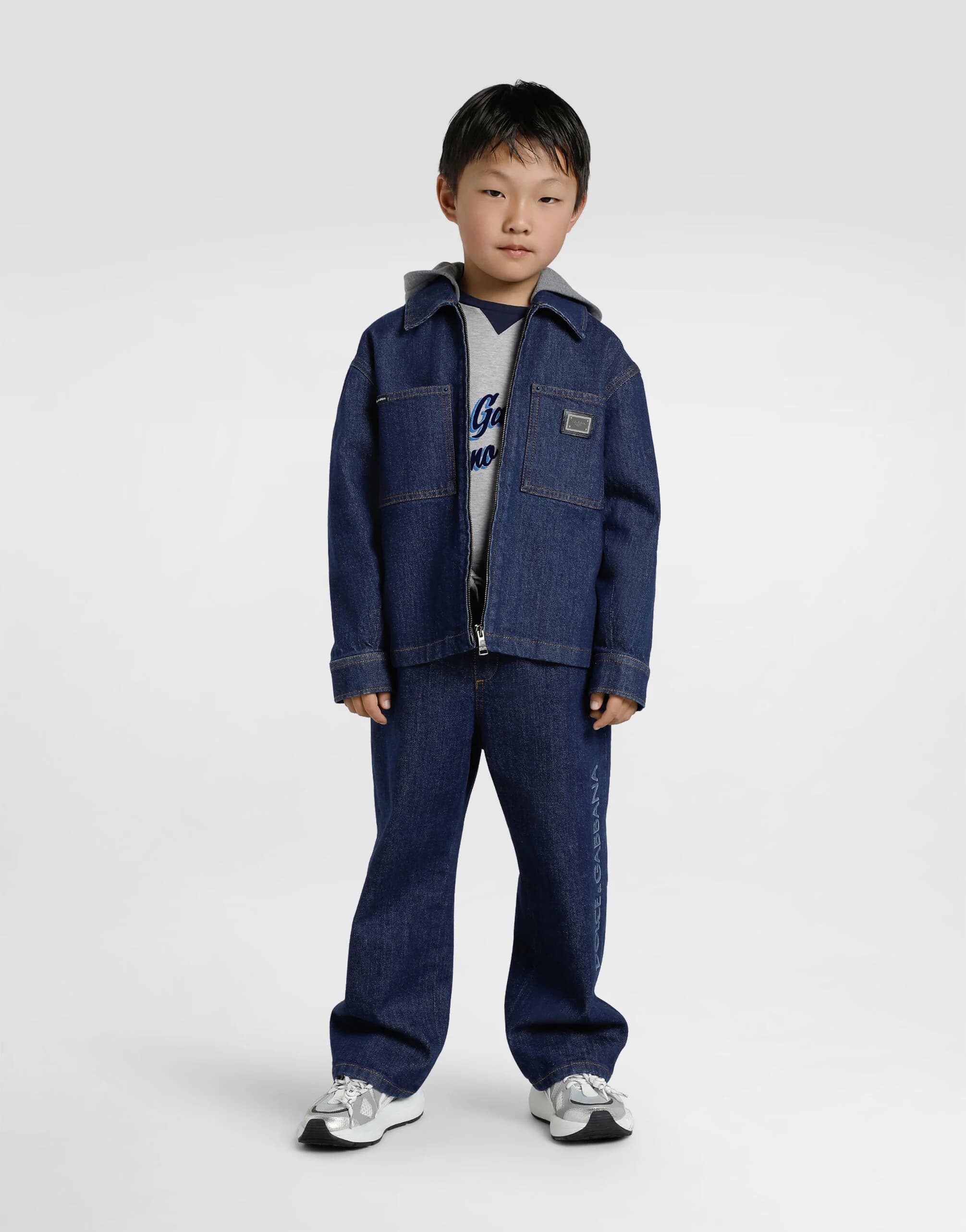 Dolce & Gabbana Kids denim bomber jacket with a hood - 8