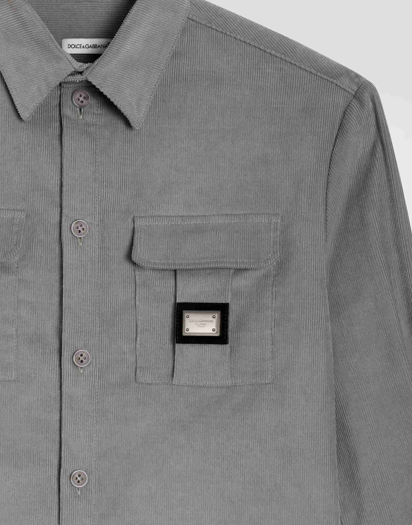 Dolce & Gabbana Kids long-sleeved grey corduroy shirt - 4
