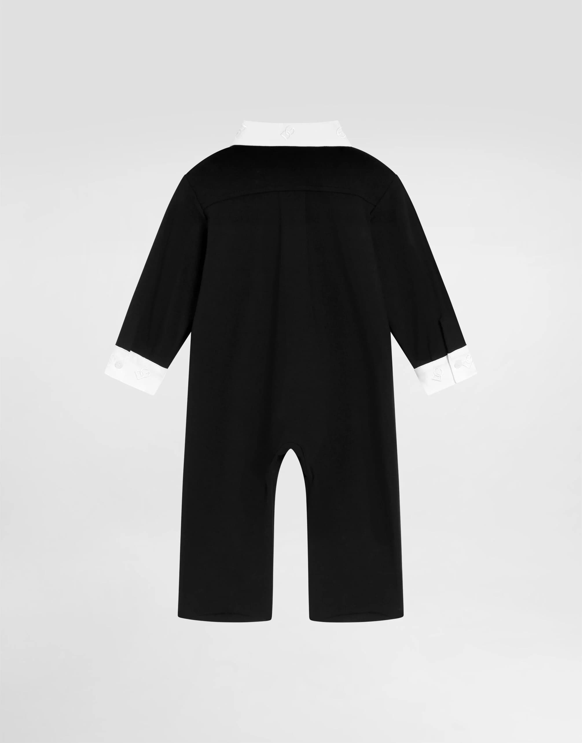 Dolce & Gabbana Kids Baby Interlock Romper with Embroidered Bow Tie - 2