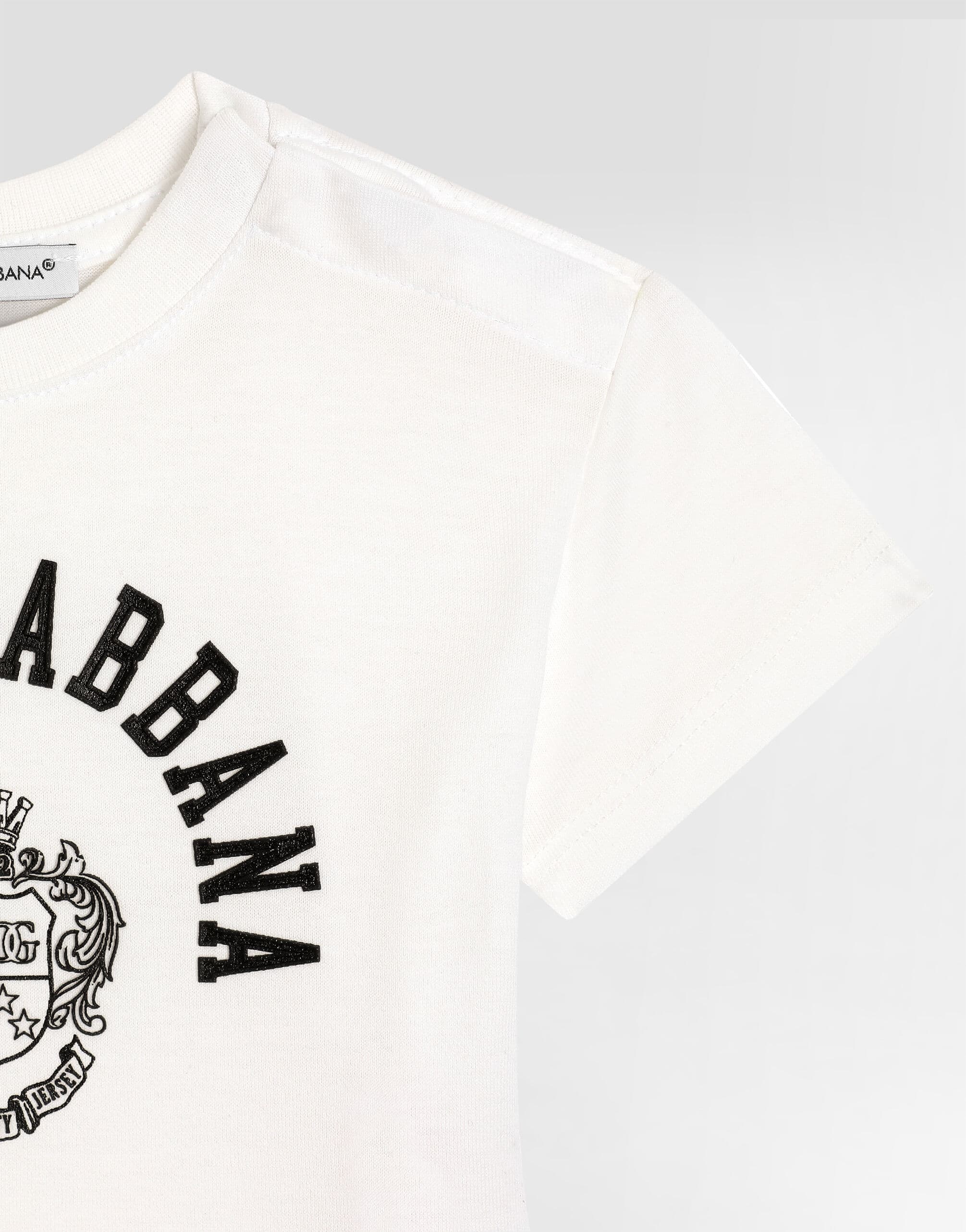 Dolce & Gabbana Kids Cotton T-Shirt with Embroidered Logo - 4