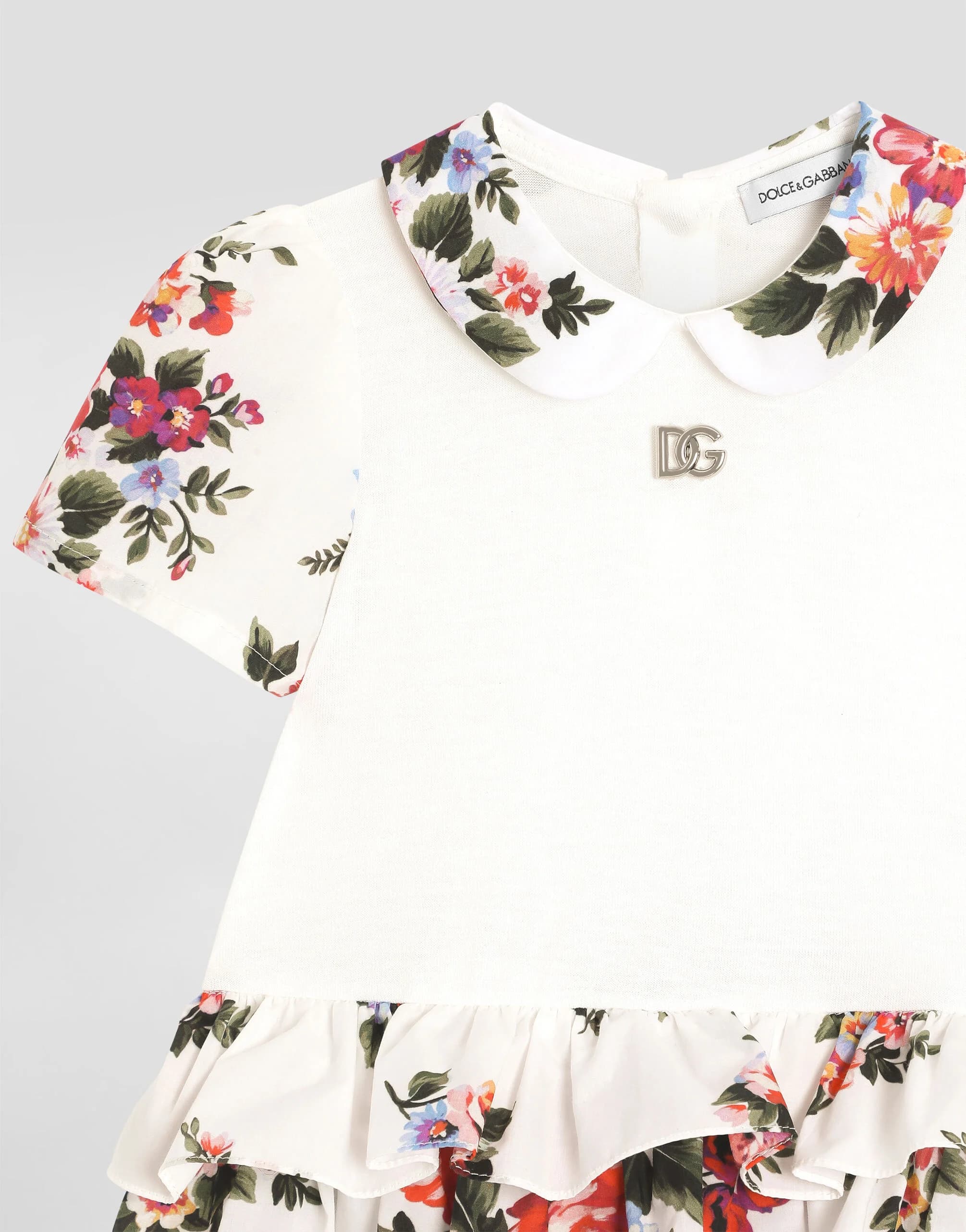 Dolce & Gabbana Kids Flower Bouquet Print Cotton Romper - 3