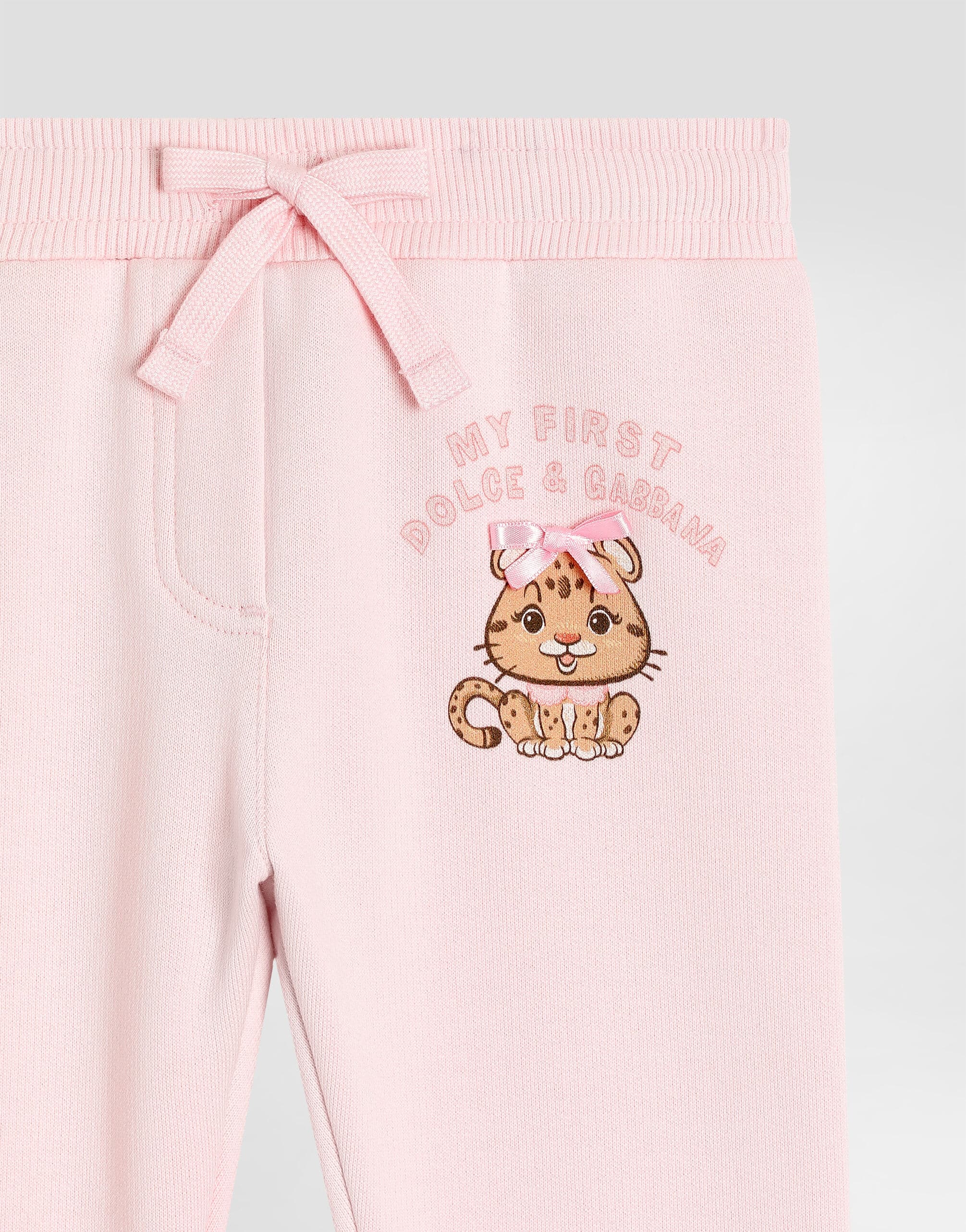 Dolce & Gabbana Kids Fleece Trousers with Leopard and Bow - 3