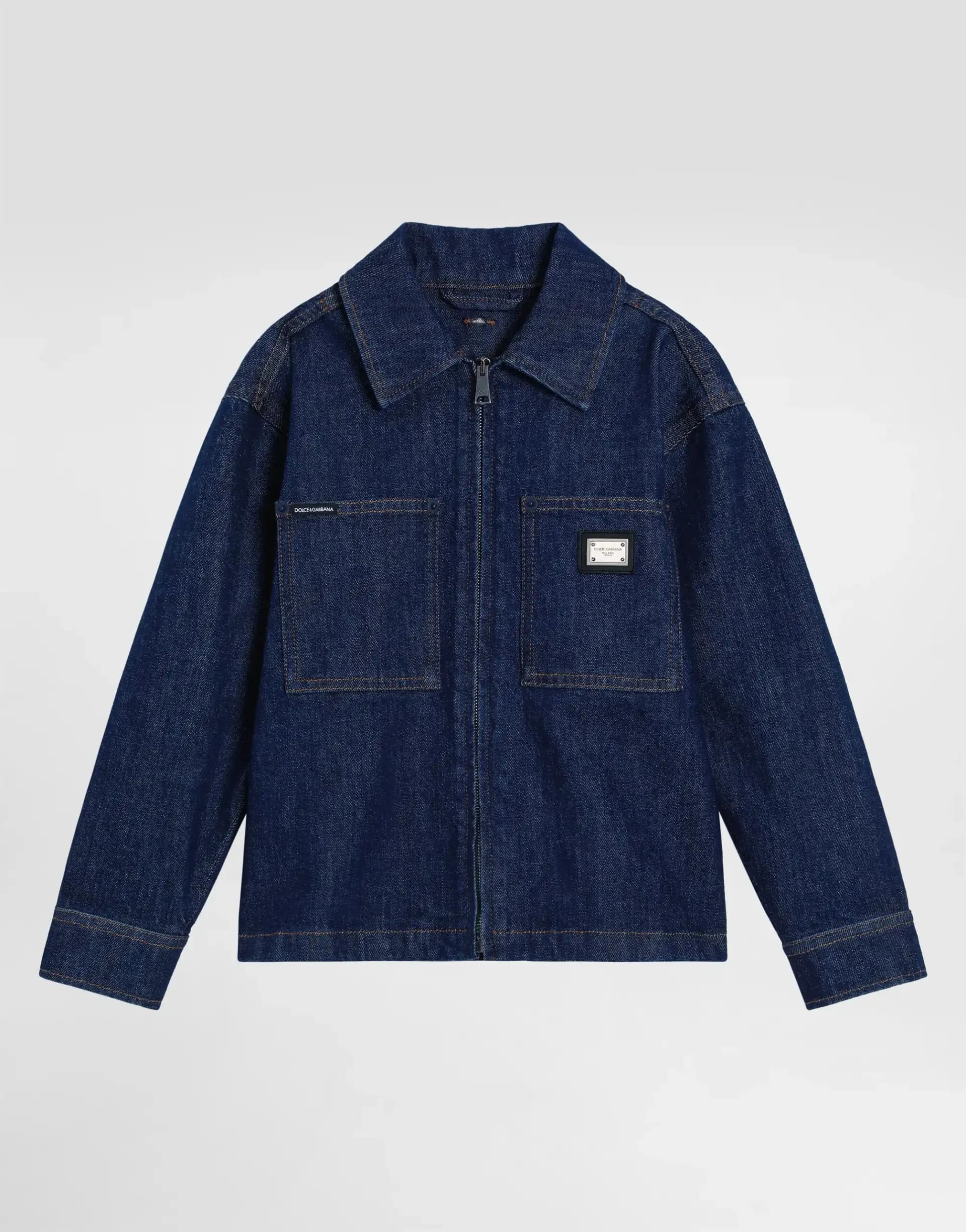 Dolce & Gabbana Kids denim bomber jacket with a hood - 4