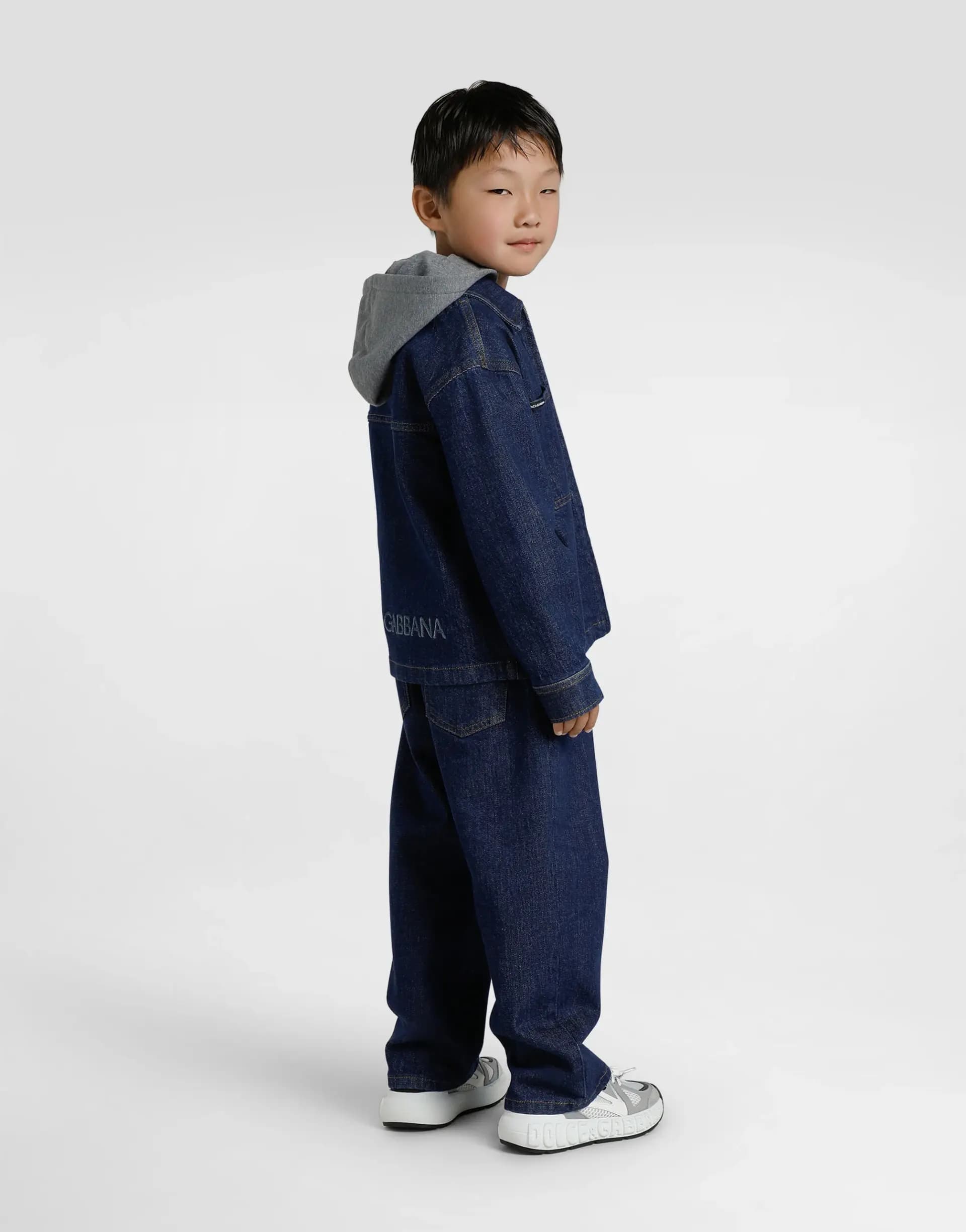 Dolce & Gabbana Kids denim bomber jacket with a hood - 6