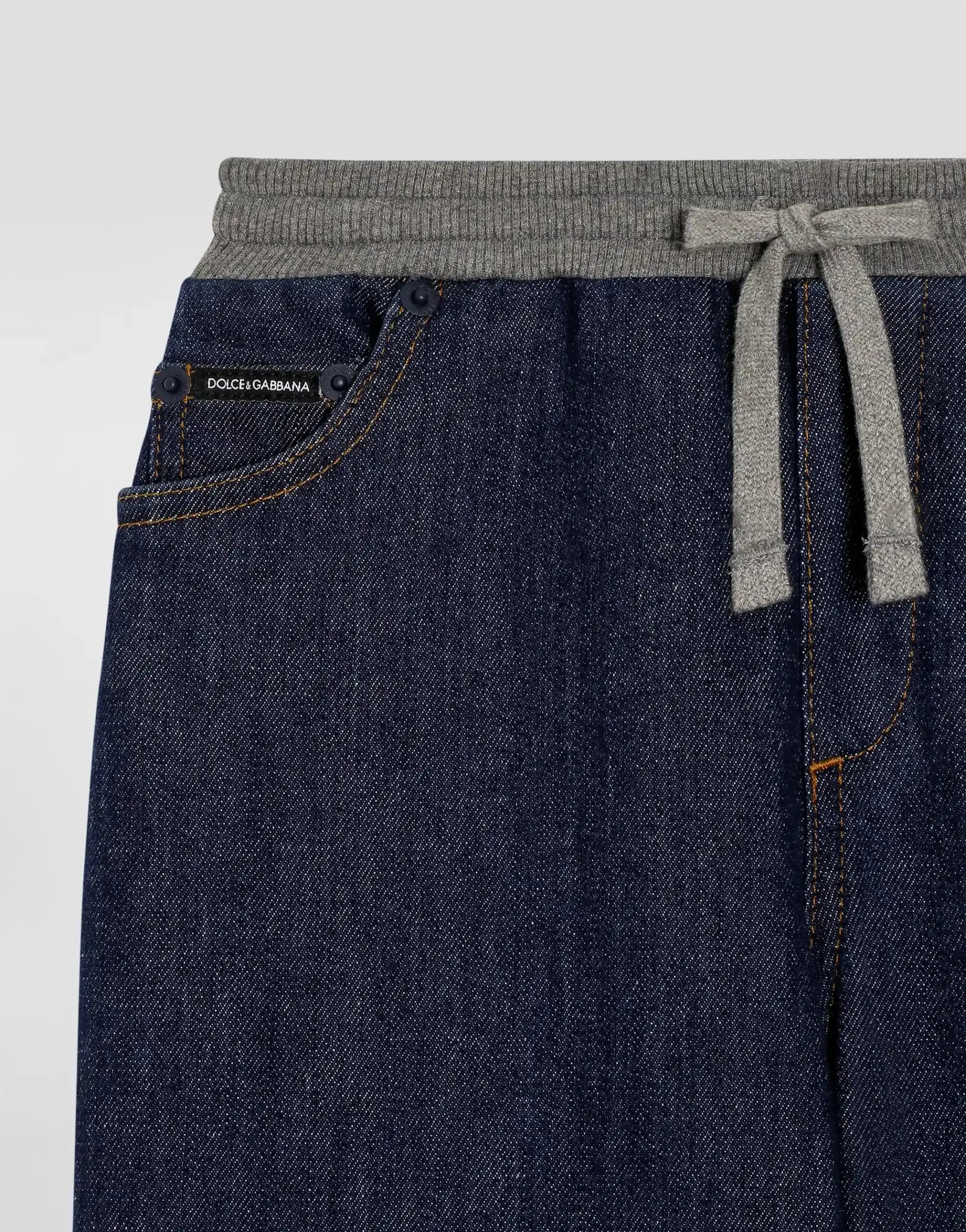 Dolce & Gabbana Kids' 5-Pocket Denim Trousers with Embossed Embroidery - 3