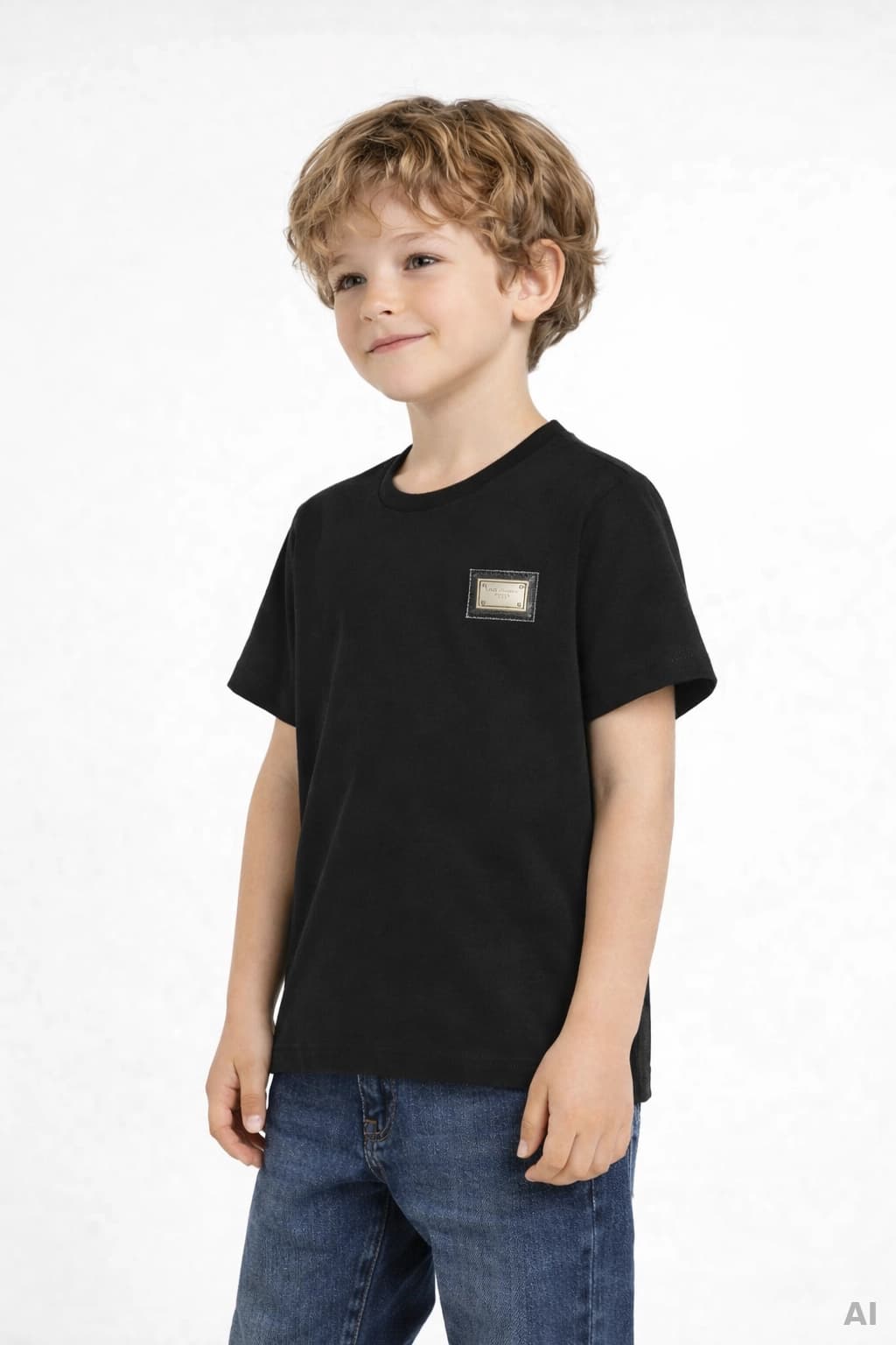The Dolce & Gabbana Kids Cotton T-Shirt with Metal Logo Plate - 7