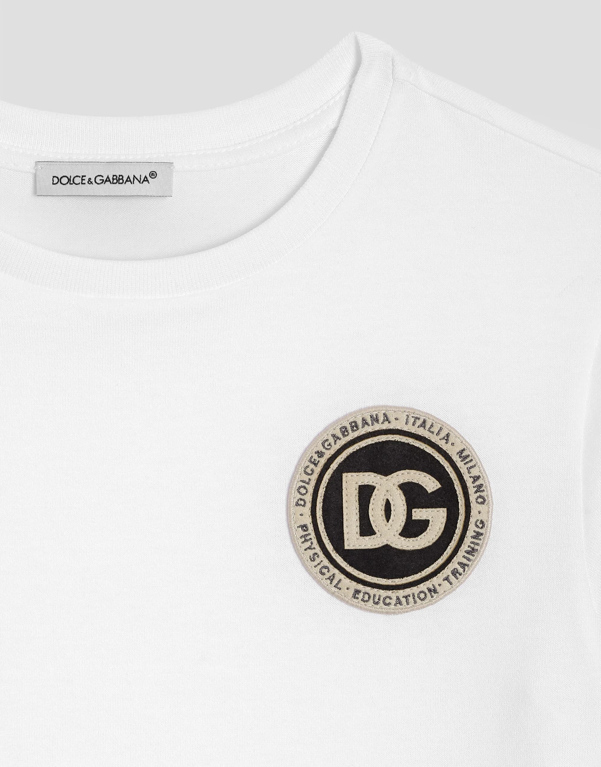 Dolce & Gabbana Kids Cotton White T-Shirt with Logo Patch - 3