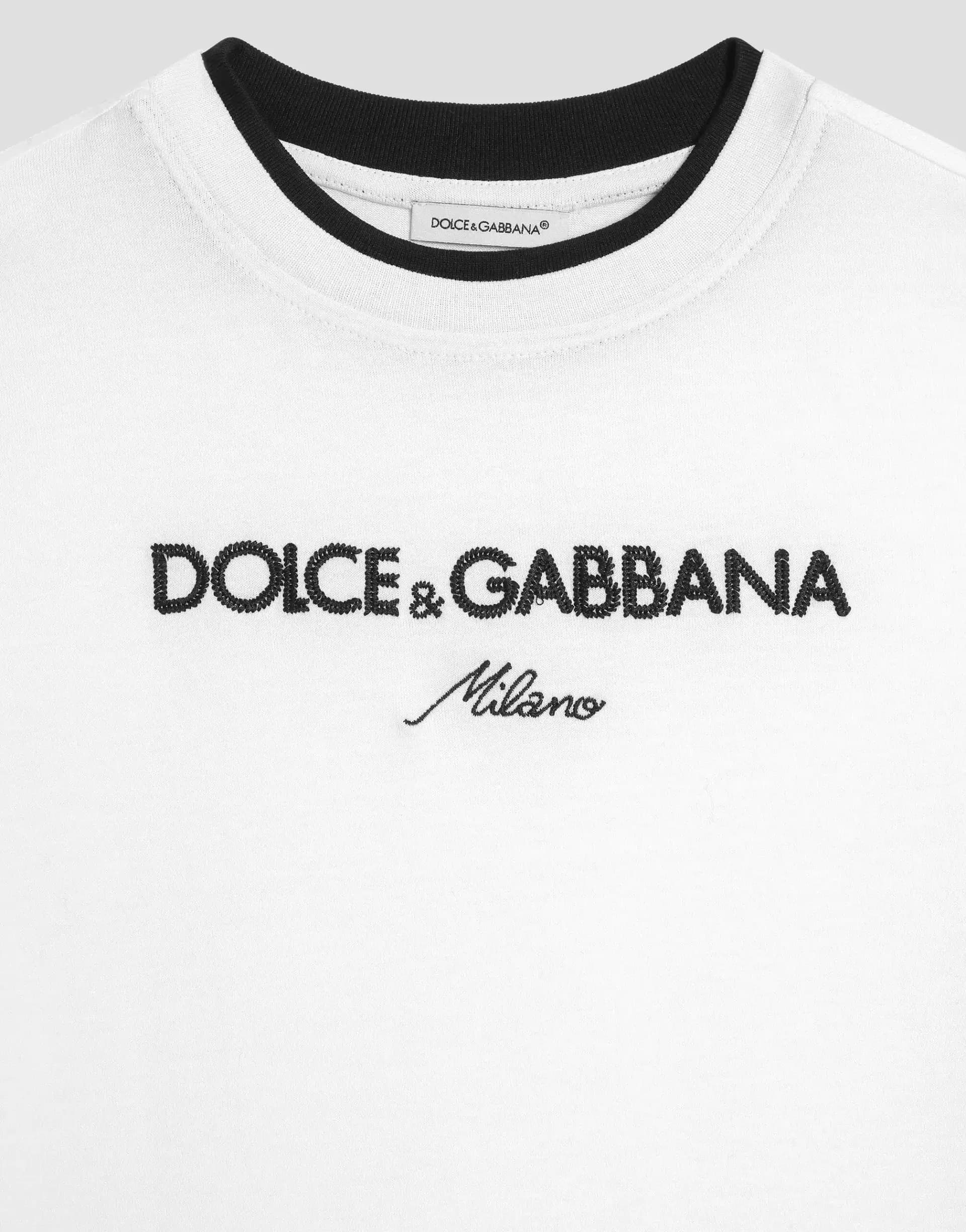 Dolce & Gabbana Kids T-shirt with a double collar and embroidery - 3