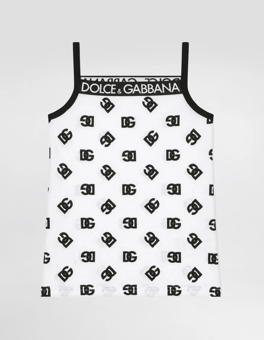 Dolce & Gabbana Kids Cotton tank top with DG logo print - 3