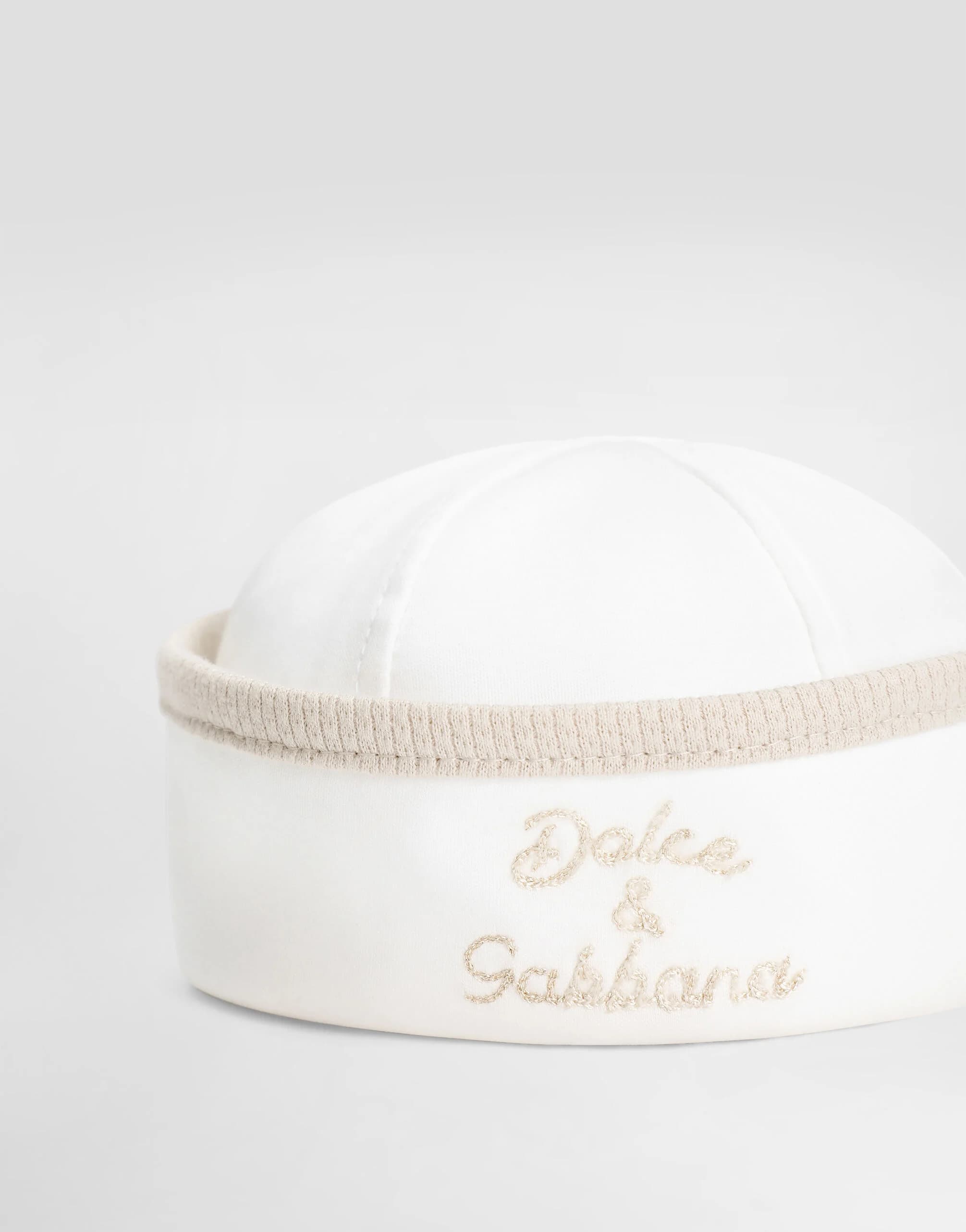 Dolce & Gabbana Kids Interlock & Piqué Sailor Cap with Embroidery - 3